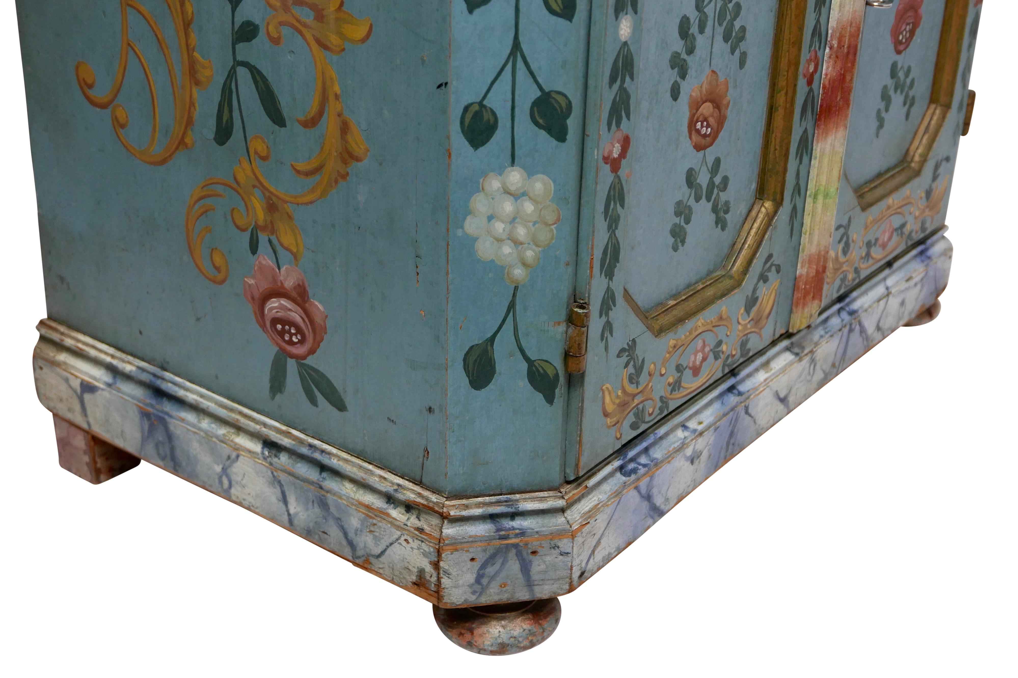 Hand Painted and Faux Marble Buffet Cabinet, Swiss or Swedish circa 1830 2