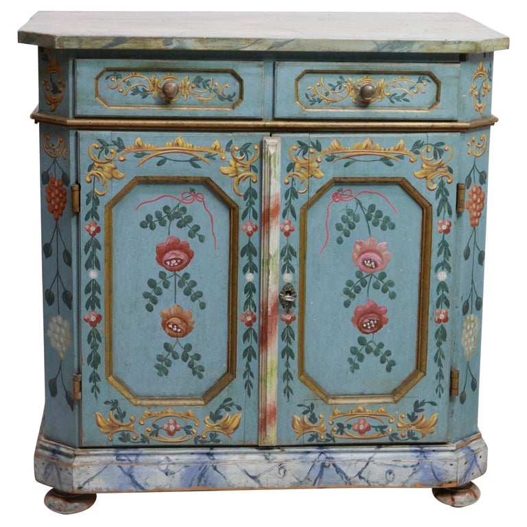 Hand Painted and Faux Marble Buffet Cabinet, Swiss or Swedish circa 1830 For Sale