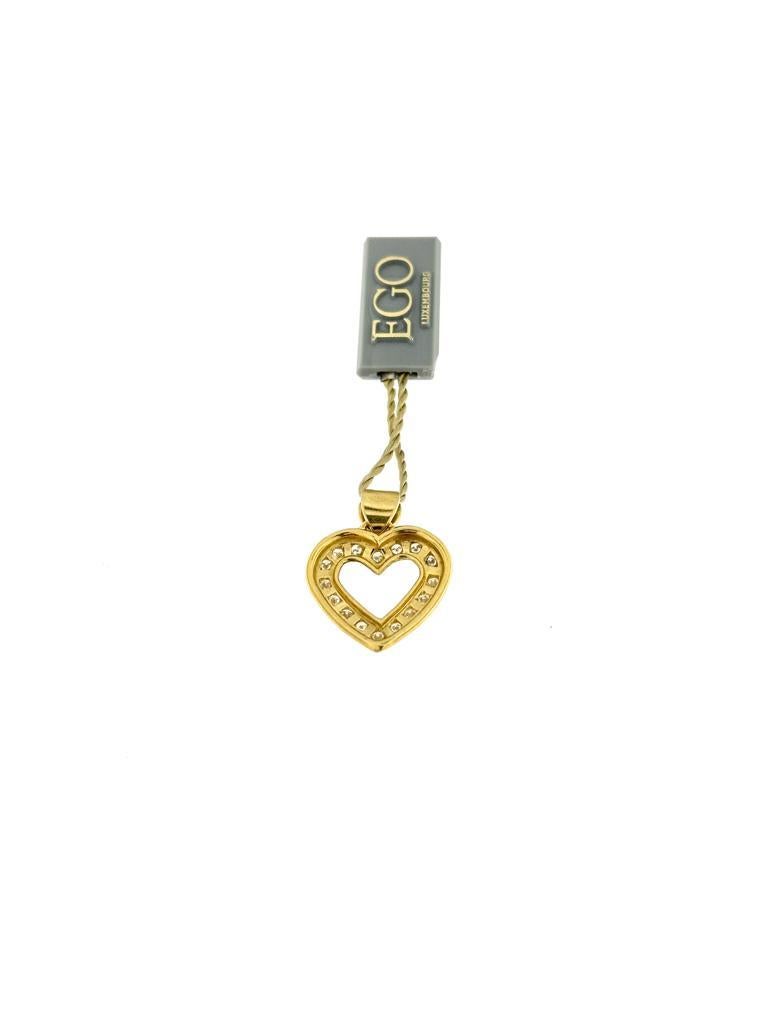 Retro Swiss Heart Pendant Yellow Gold with Diamonds For Sale