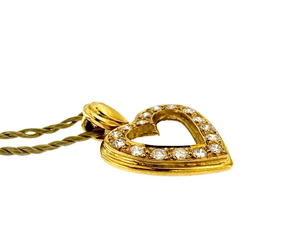 Brilliant Cut Swiss Heart Pendant Yellow Gold with Diamonds For Sale