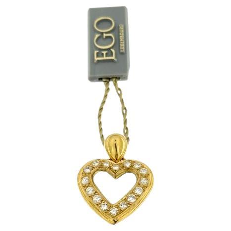 Swiss Heart Pendant Yellow Gold with Diamonds For Sale