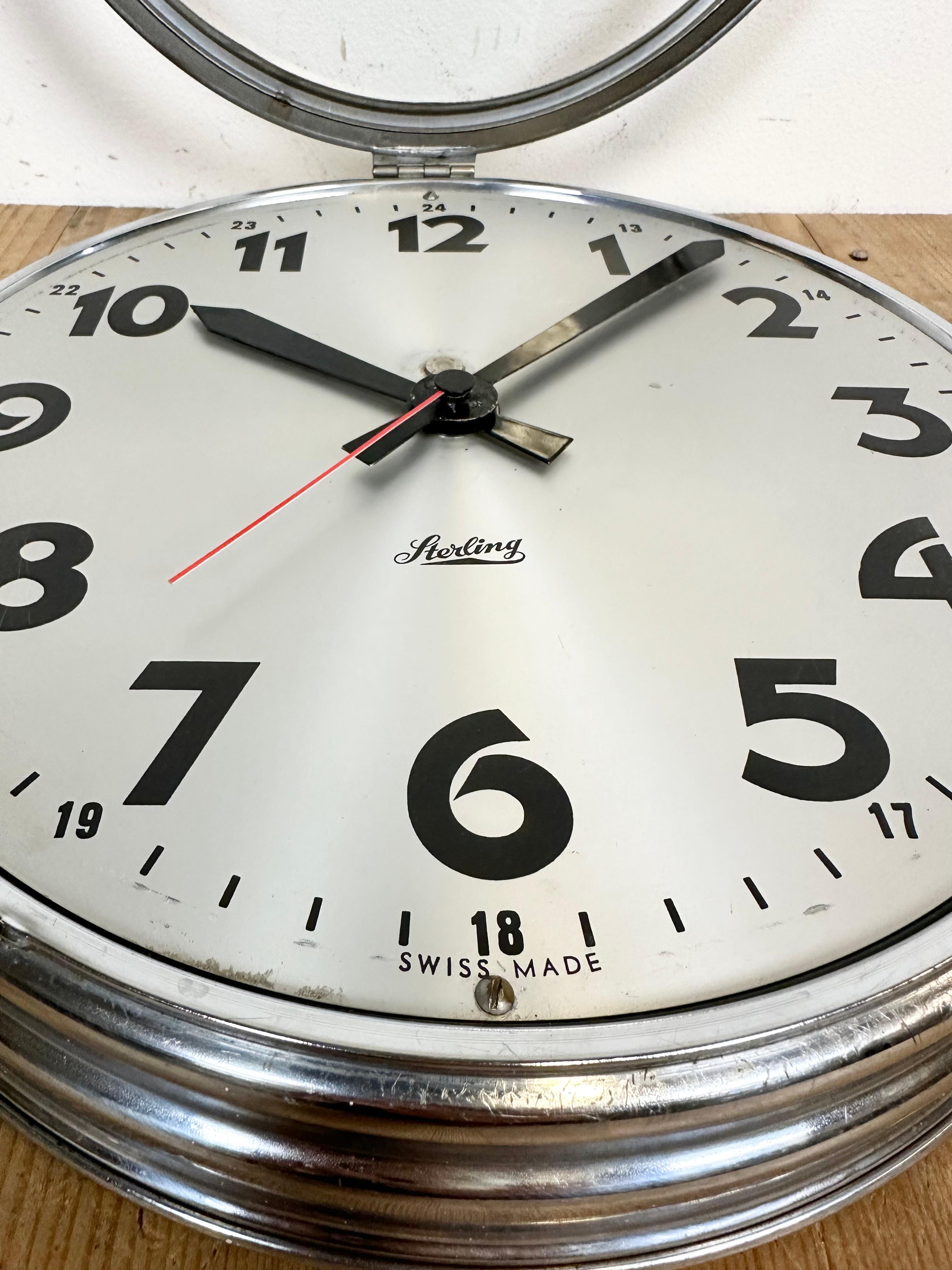 Swiss Industrial Wall Clock from Sterling, 1960s For Sale 7