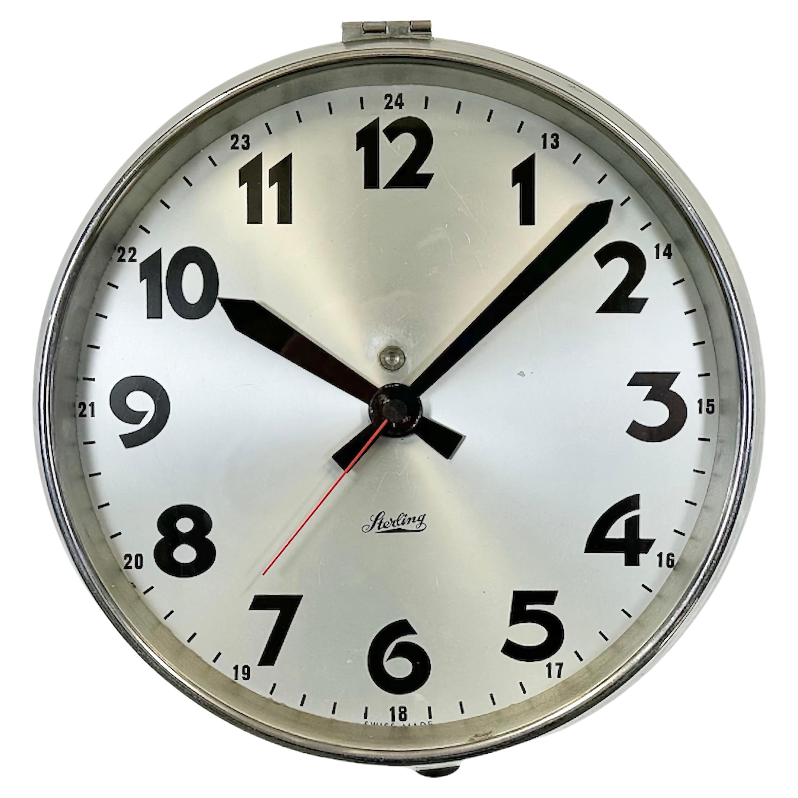 Swiss Industrial Wall Clock from Sterling, 1960s For Sale