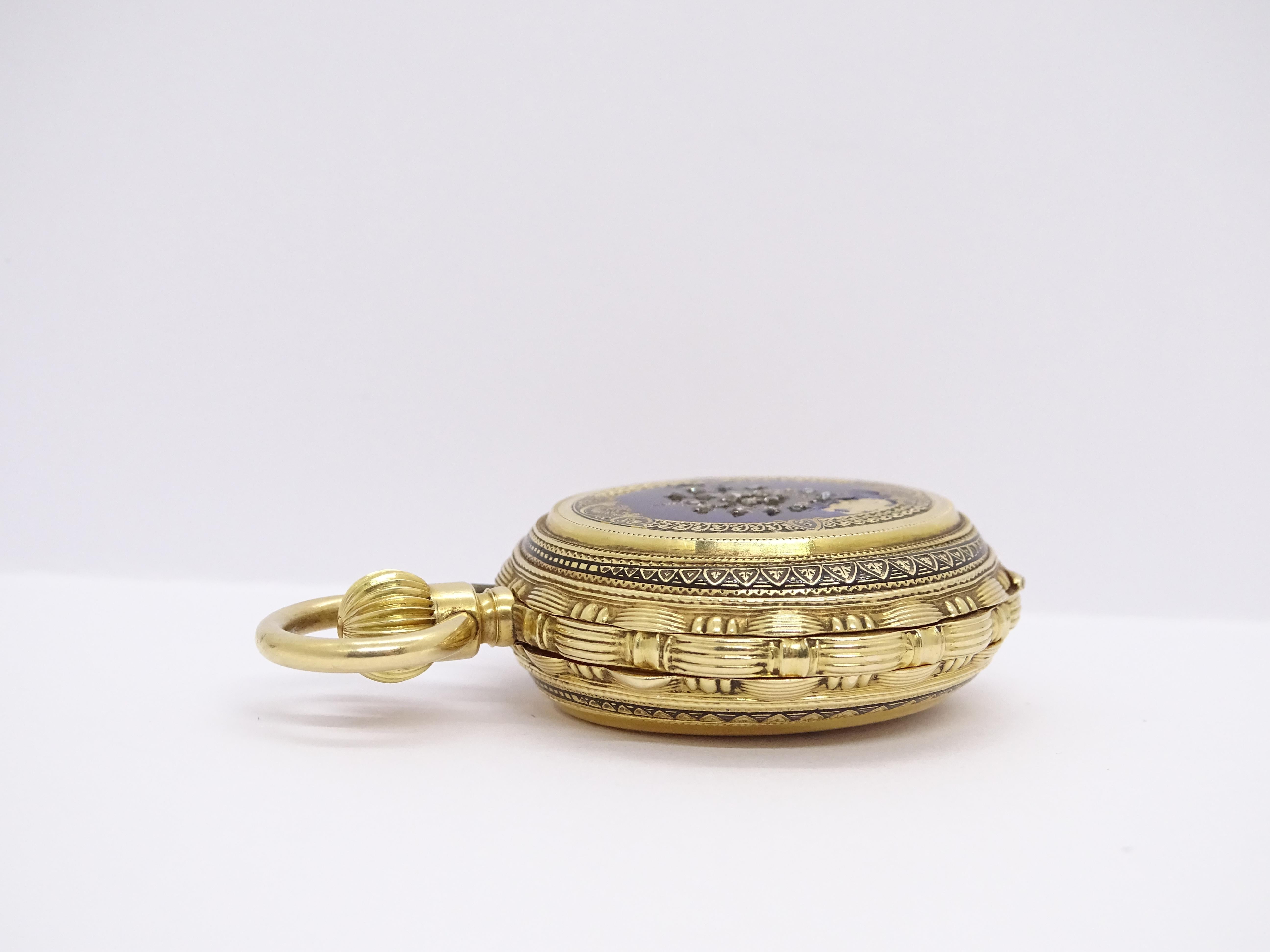 Swiss Ladies Gold Enamel Rubies  Watch / Pocket Watch, Charles-Edouard Lardet 4