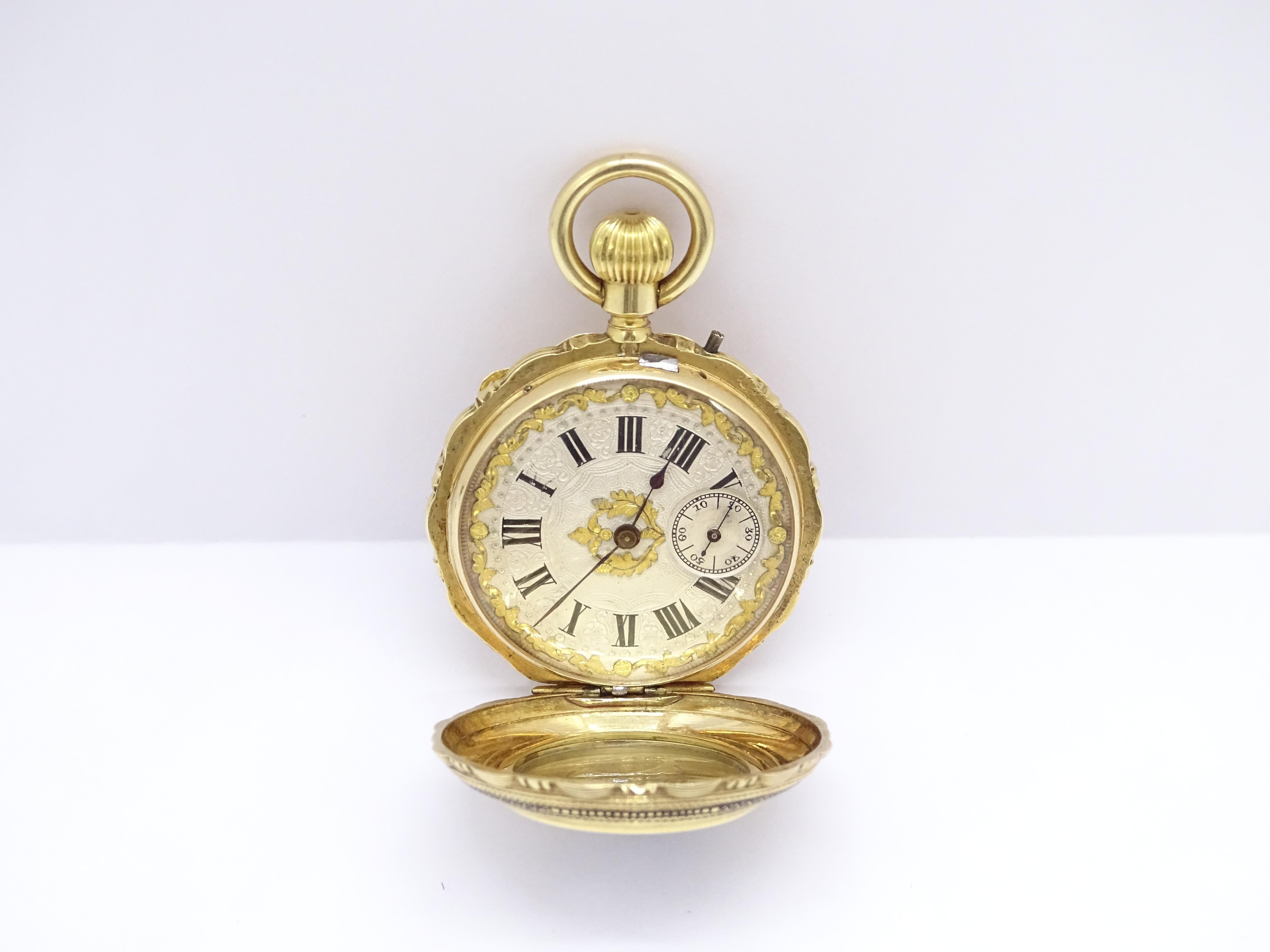Swiss Ladies Gold Enamel Rubies  Watch / Pocket Watch, Charles-Edouard Lardet 5
