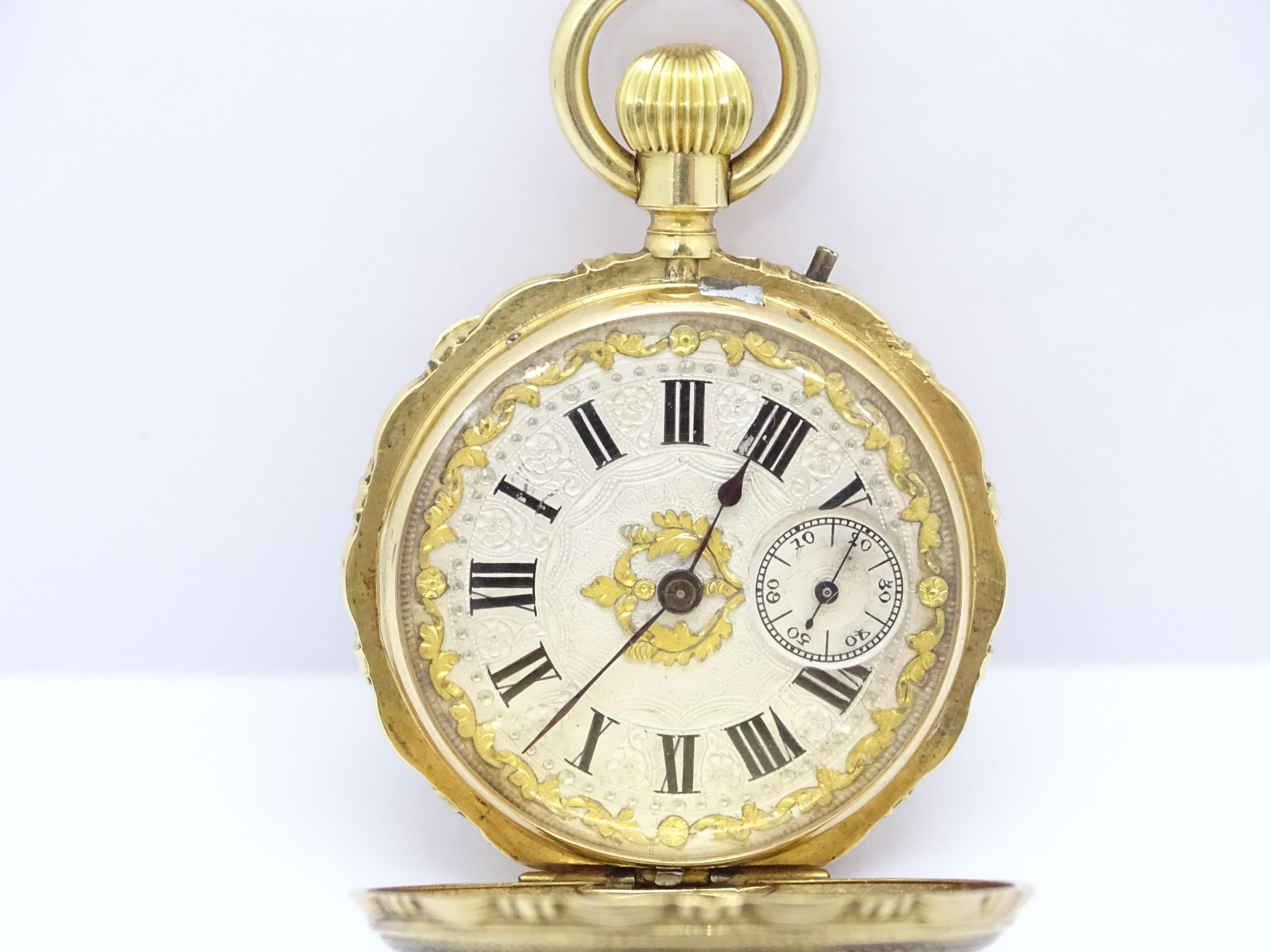 Swiss Ladies Gold Enamel Rubies  Watch / Pocket Watch, Charles-Edouard Lardet 6