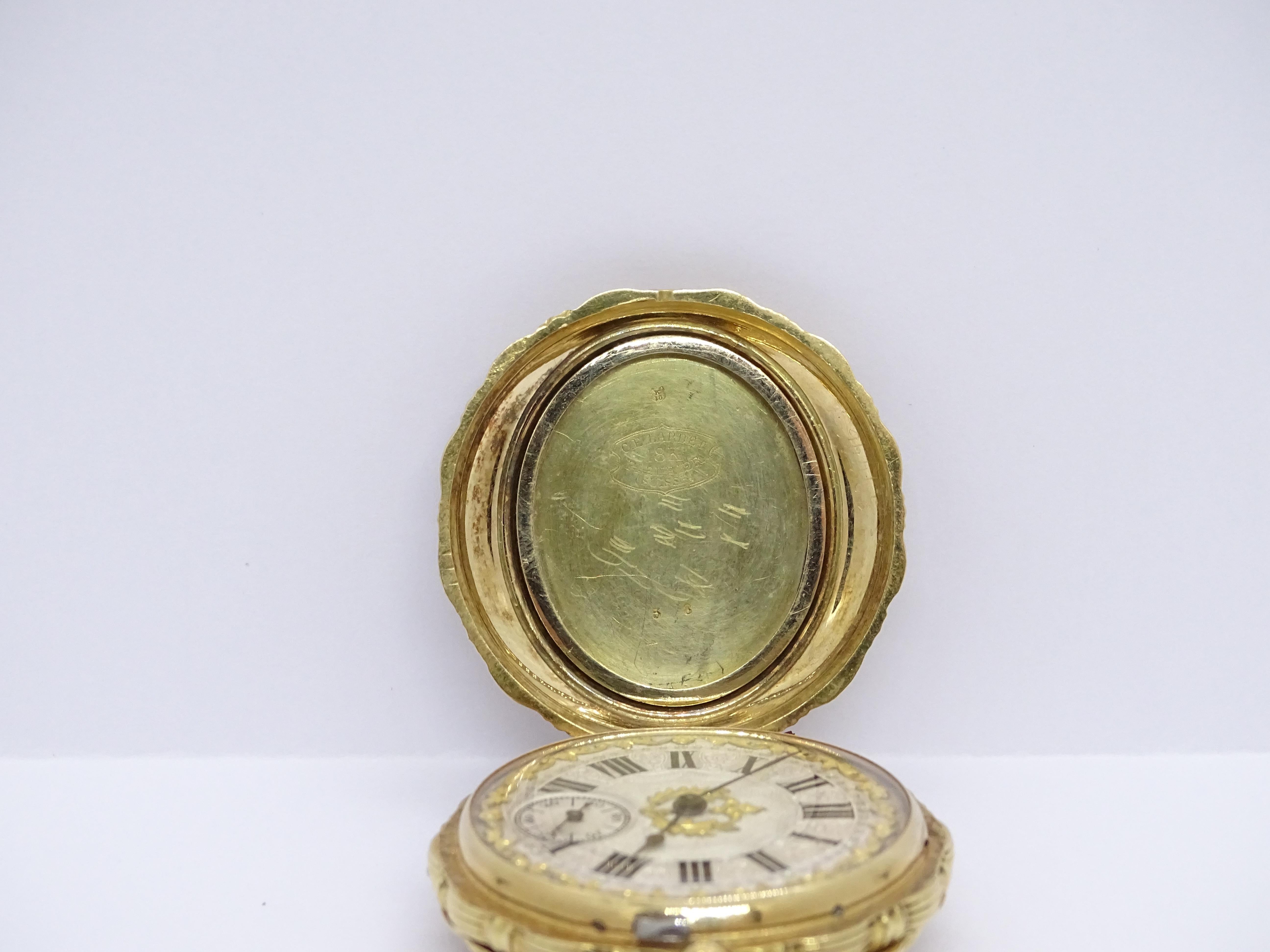 Swiss Ladies Gold Enamel Rubies  Watch / Pocket Watch, Charles-Edouard Lardet 8