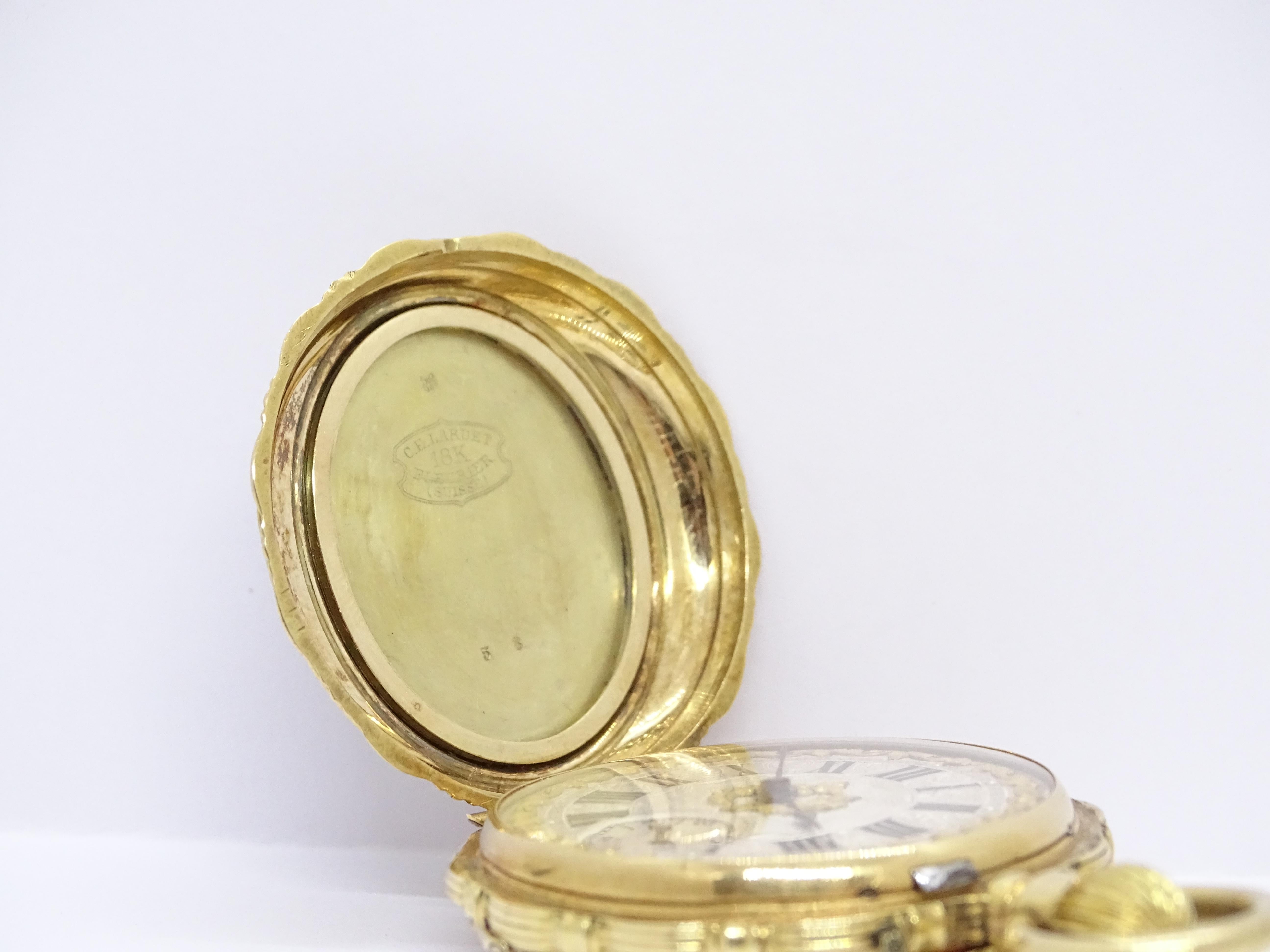Swiss Ladies Gold Enamel Rubies  Watch / Pocket Watch, Charles-Edouard Lardet 9