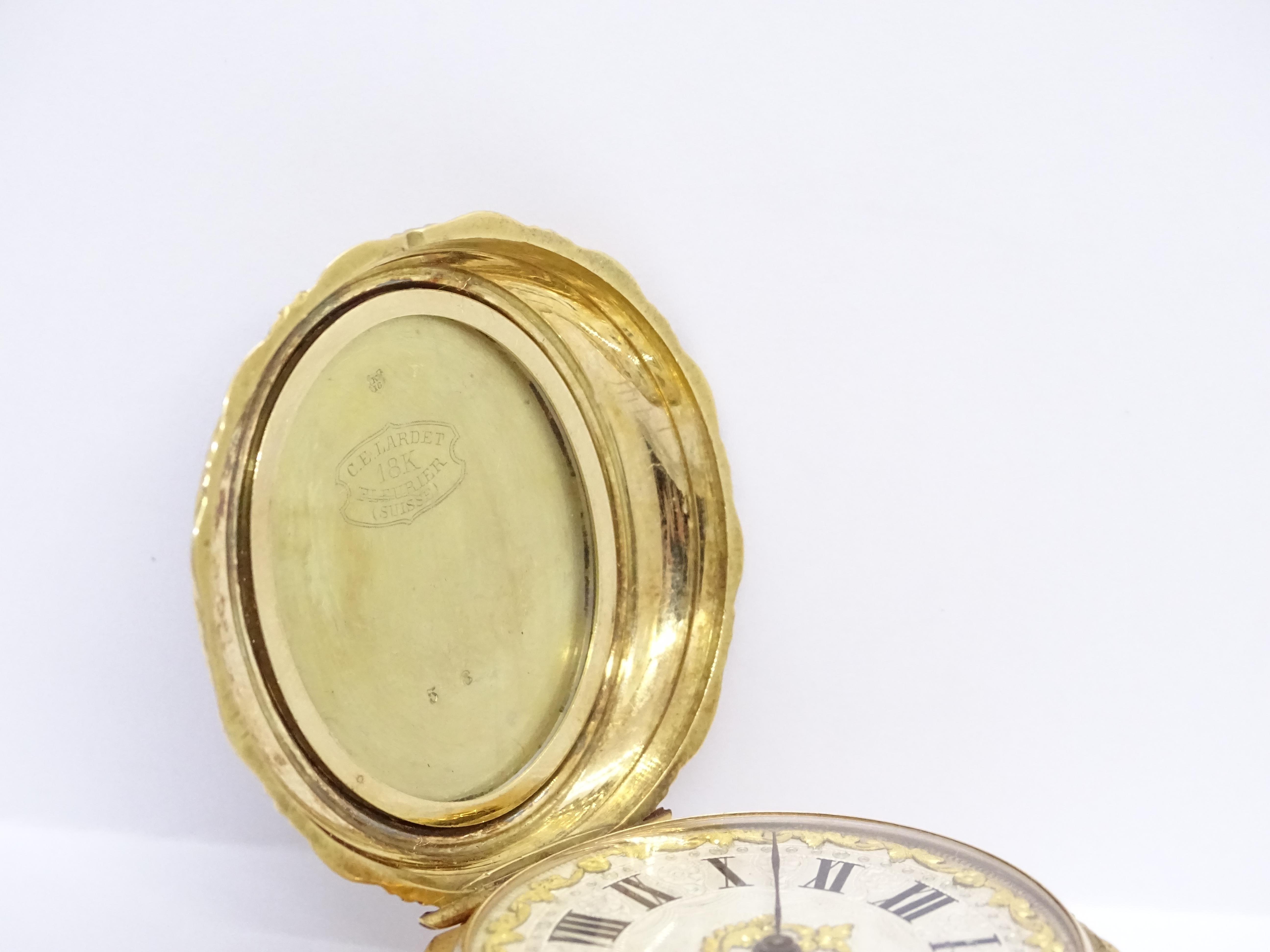 Swiss Ladies Gold Enamel Rubies  Watch / Pocket Watch, Charles-Edouard Lardet 10