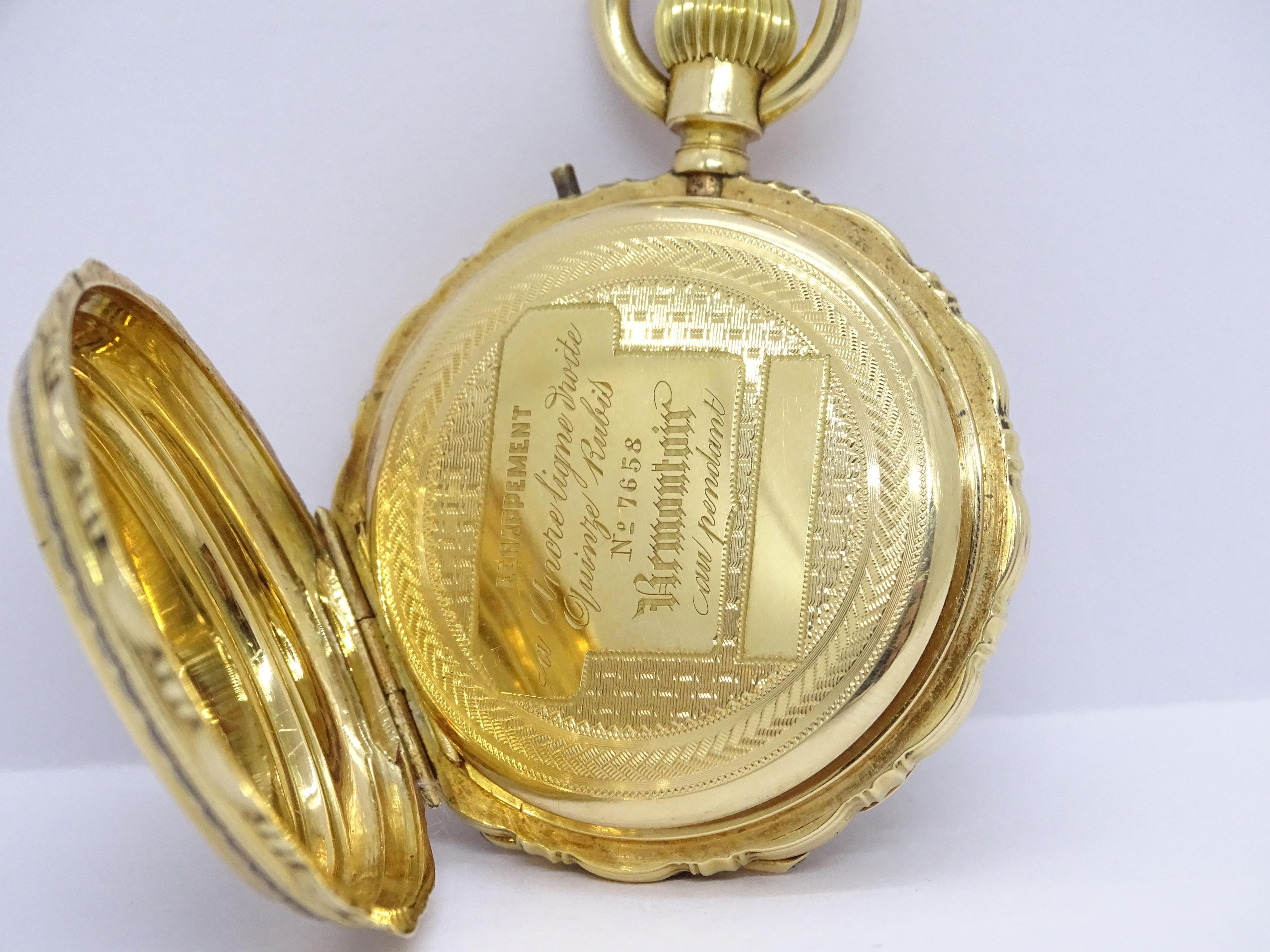 Swiss Ladies Gold Enamel Rubies  Watch / Pocket Watch, Charles-Edouard Lardet 13