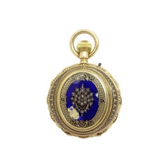 Orologio svizzero da donna con smalto d'oro e rubini / Orologio da tasca, Charles-Edouard Lardet