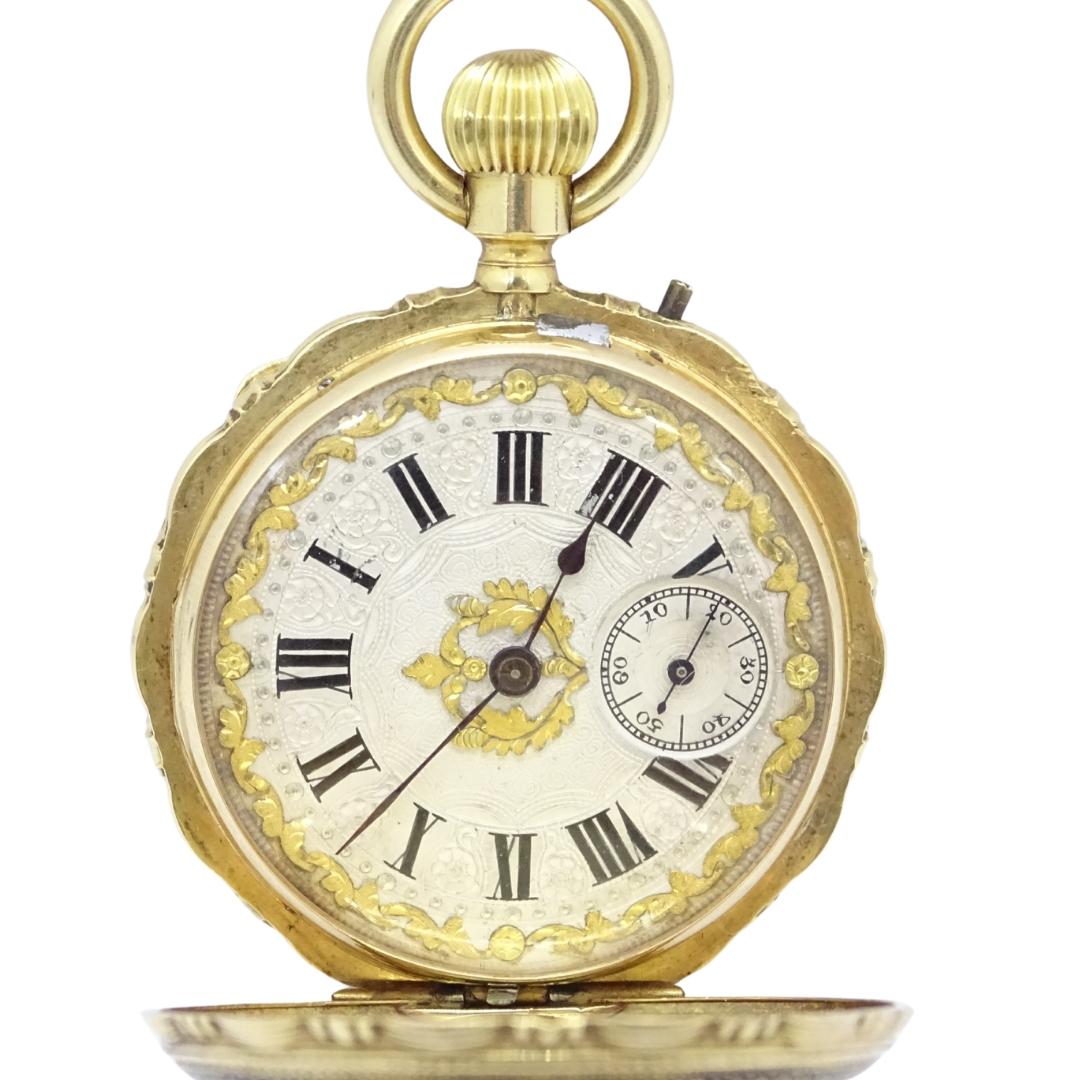 Baroque Swiss Ladies Gold Enamel Rubies  Watch / Pocket Watch, Charles-Edouard Lardet