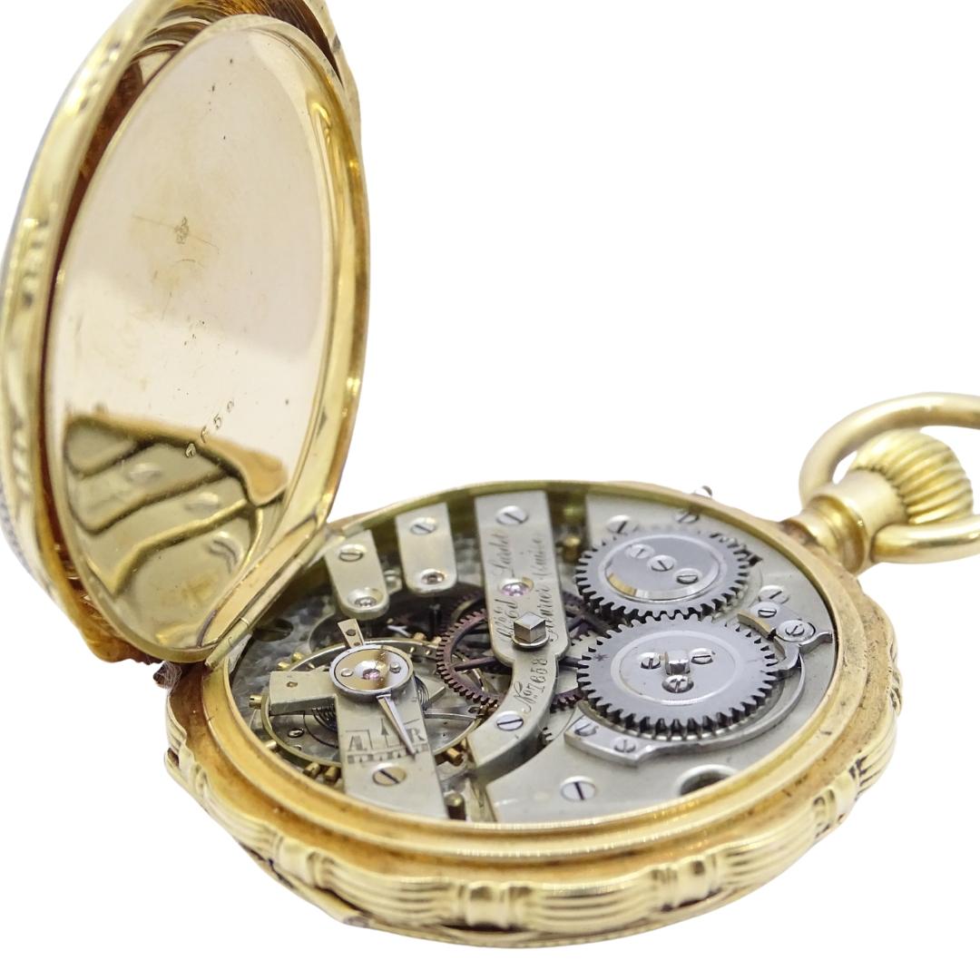 Swiss Ladies Gold Enamel Rubies  Watch / Pocket Watch, Charles-Edouard Lardet In Good Condition In VALLADOLID, ES