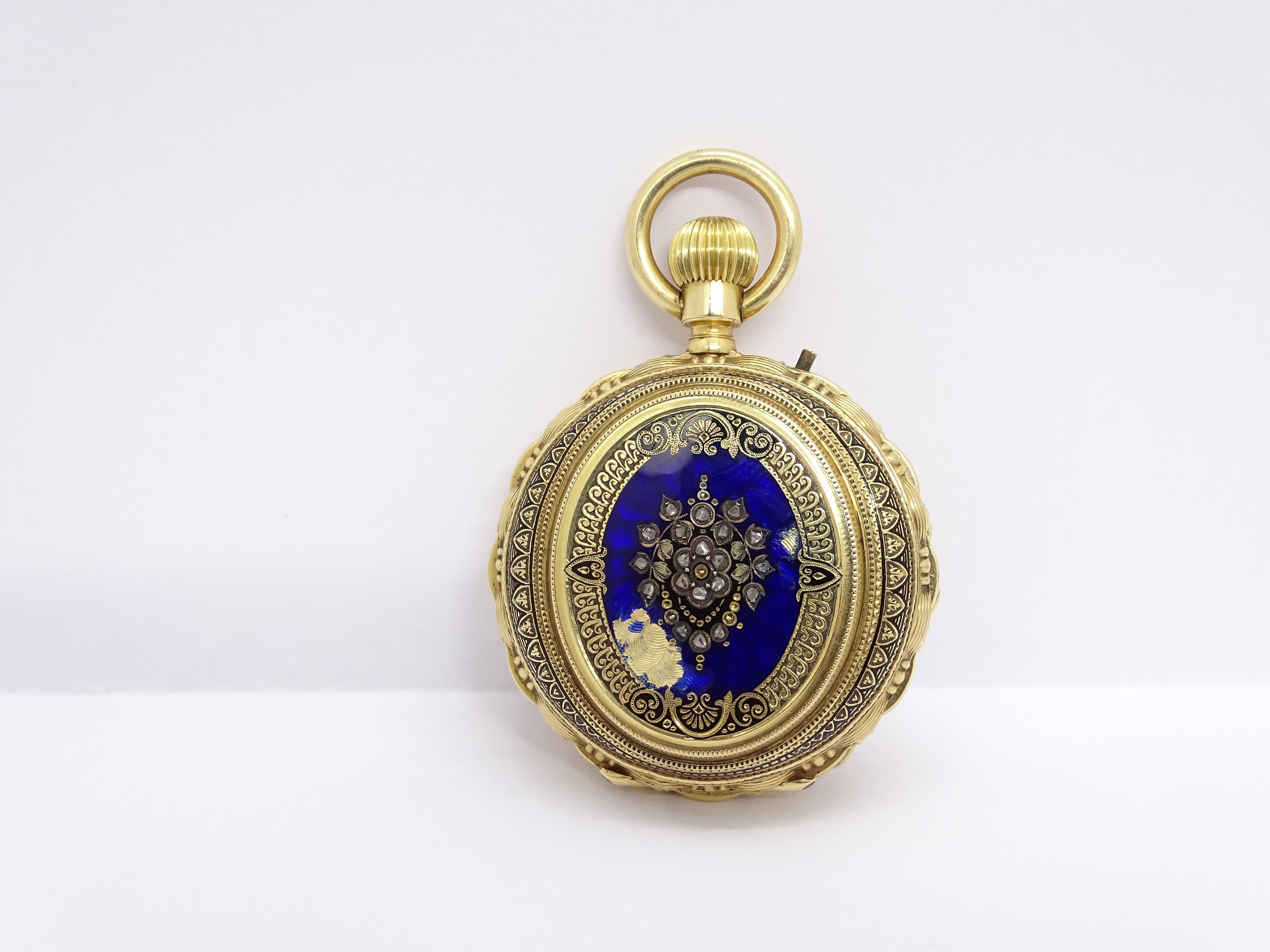 Women's or Men's Swiss Ladies Gold Enamel Rubies  Watch / Pocket Watch, Charles-Edouard Lardet