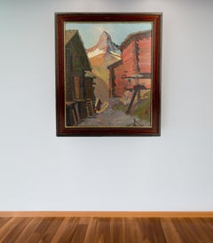 Swiss Landscape View Oil on Panel, "Findeln with Matterhorn", Fr WIPPERMAN, 1937