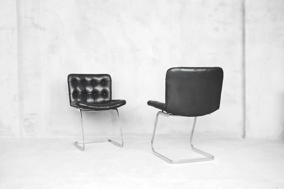 Mid-Century Modern Swiss Leather RH-304 Chairs by Robert Haussmann for De Sede, 1960s, Set of Two For Sale