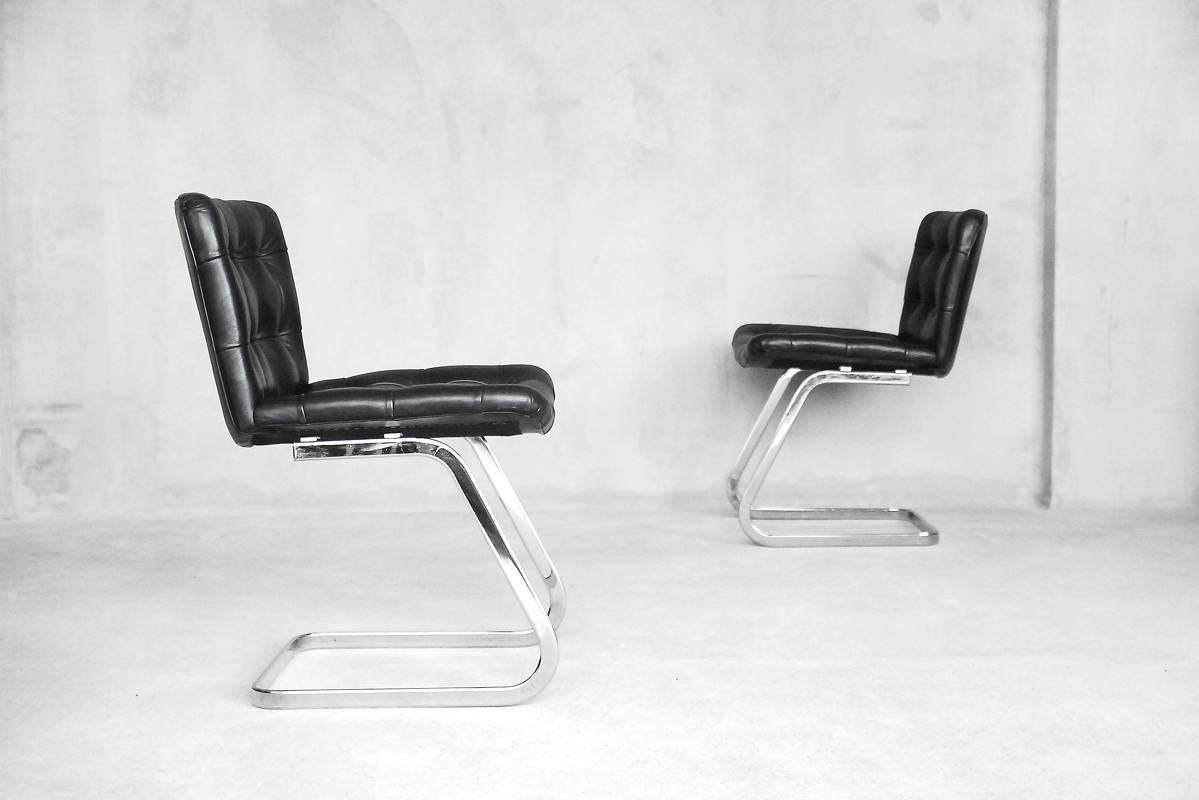 Swiss Leather RH-304 Chairs by Robert Haussmann for De Sede, 1960s, Set of Two In Good Condition For Sale In Warsaw, PL