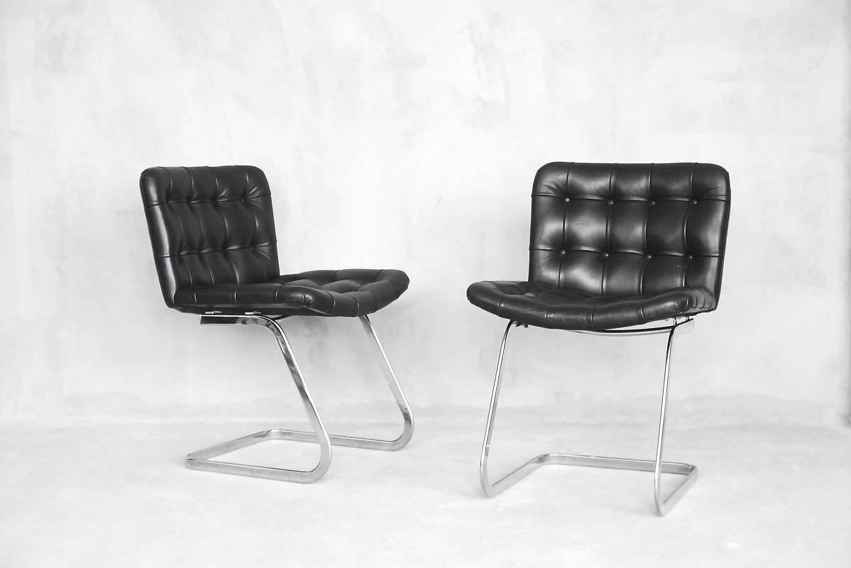 Mid-20th Century Swiss Leather RH-304 Chairs by Robert Haussmann for De Sede, 1960s, Set of Two For Sale