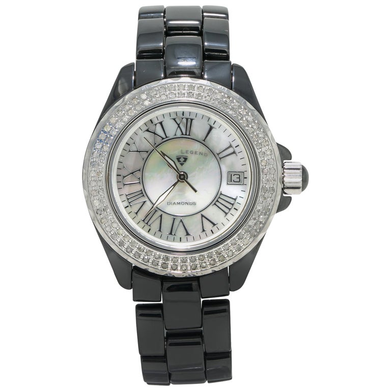 Swiss Legand Ciramic Watch Mother of Pearl Face Karamica Ladies Swiss Legend White Ceramic Mother of Pearl  main image 3
