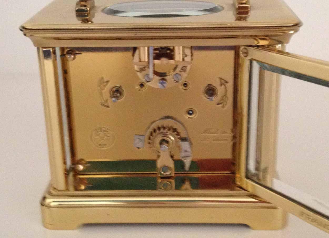 Brass Swiss L'Epee Dual Timezone Miniature Carriage Clock, Late 20th Century
