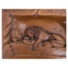Swiss Lion of Lucerne Relief Carving, 1900s