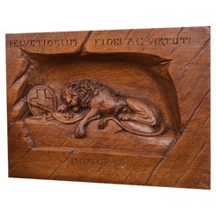 Swiss Lion of Lucerne Relief Carving, 1900s