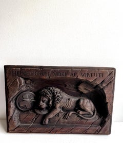 Swiss Lion of Lucerne Relief Carving Plaque