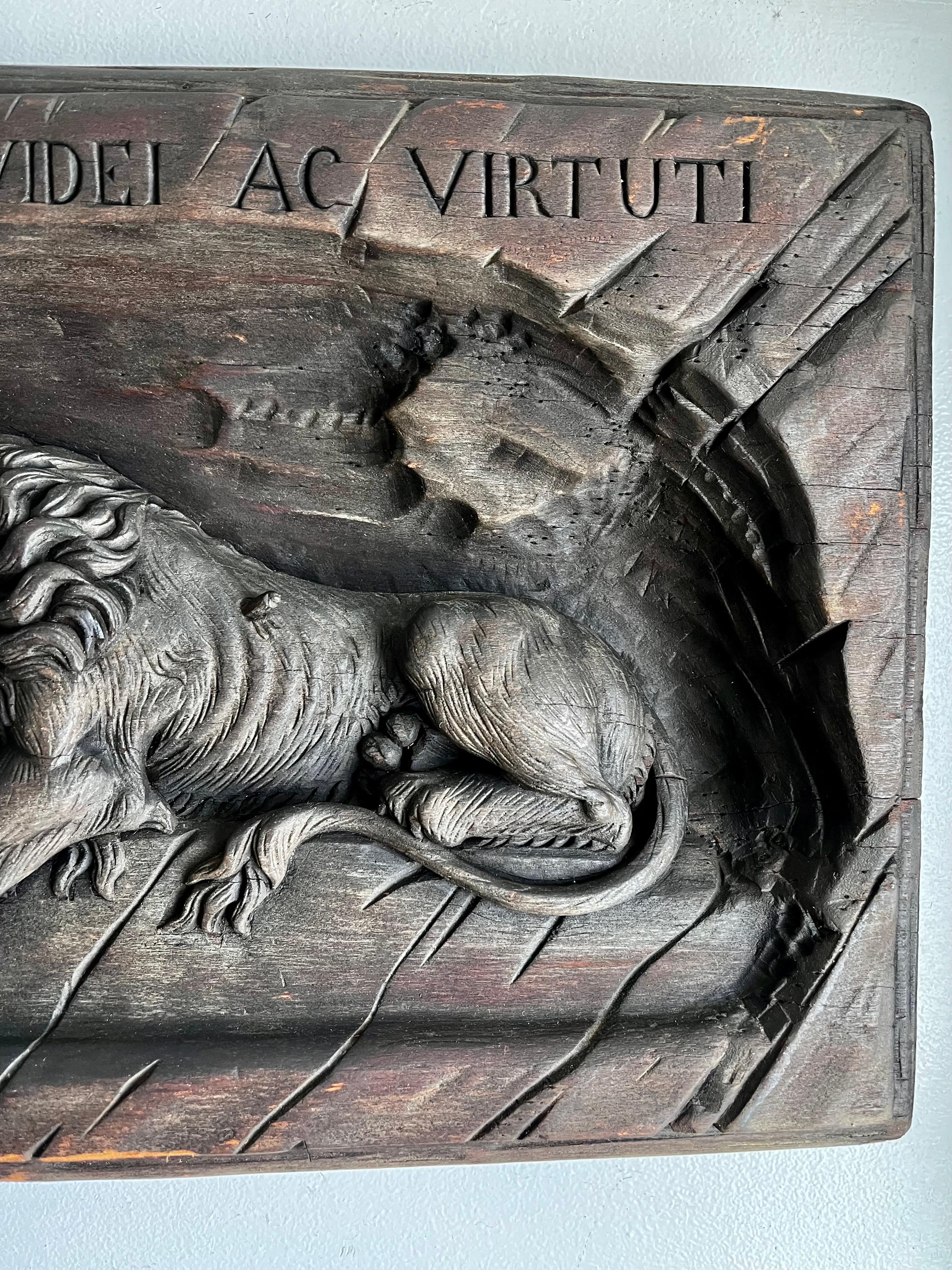 Late 19th Century Swiss Lion of Lucerne Relief Carving Plaque