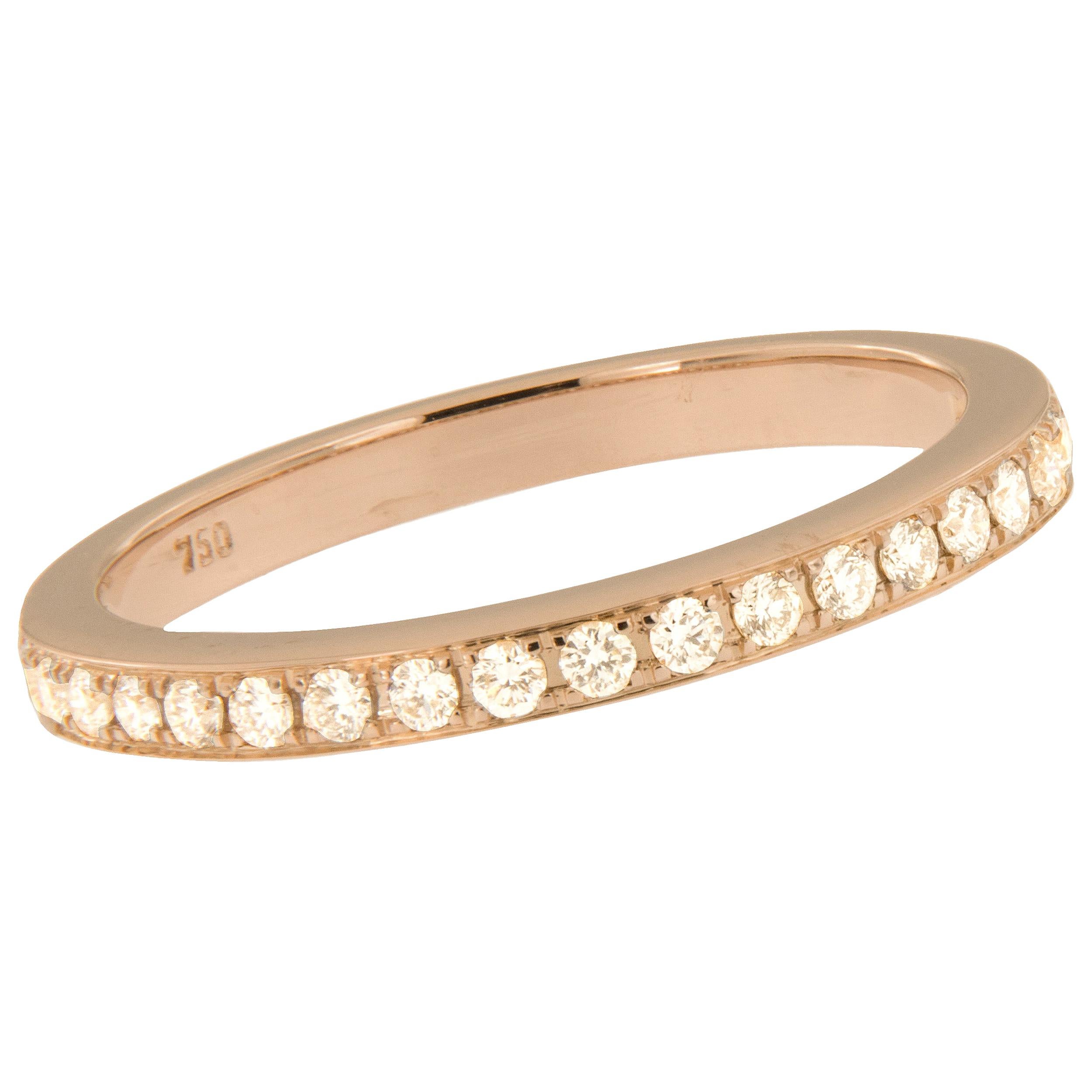 Swiss Made 18 Karat Rose Gold and Diamond Band For Sale