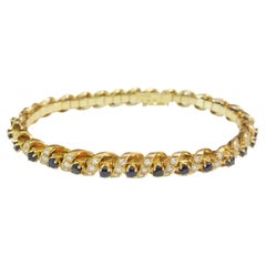 Swiss Made 18k Gold Sapphire Diamond Tennis Bracelet