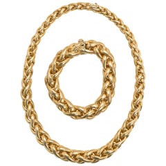 Swiss Made 24 Karat Gold Matching Necklace and Bracelet