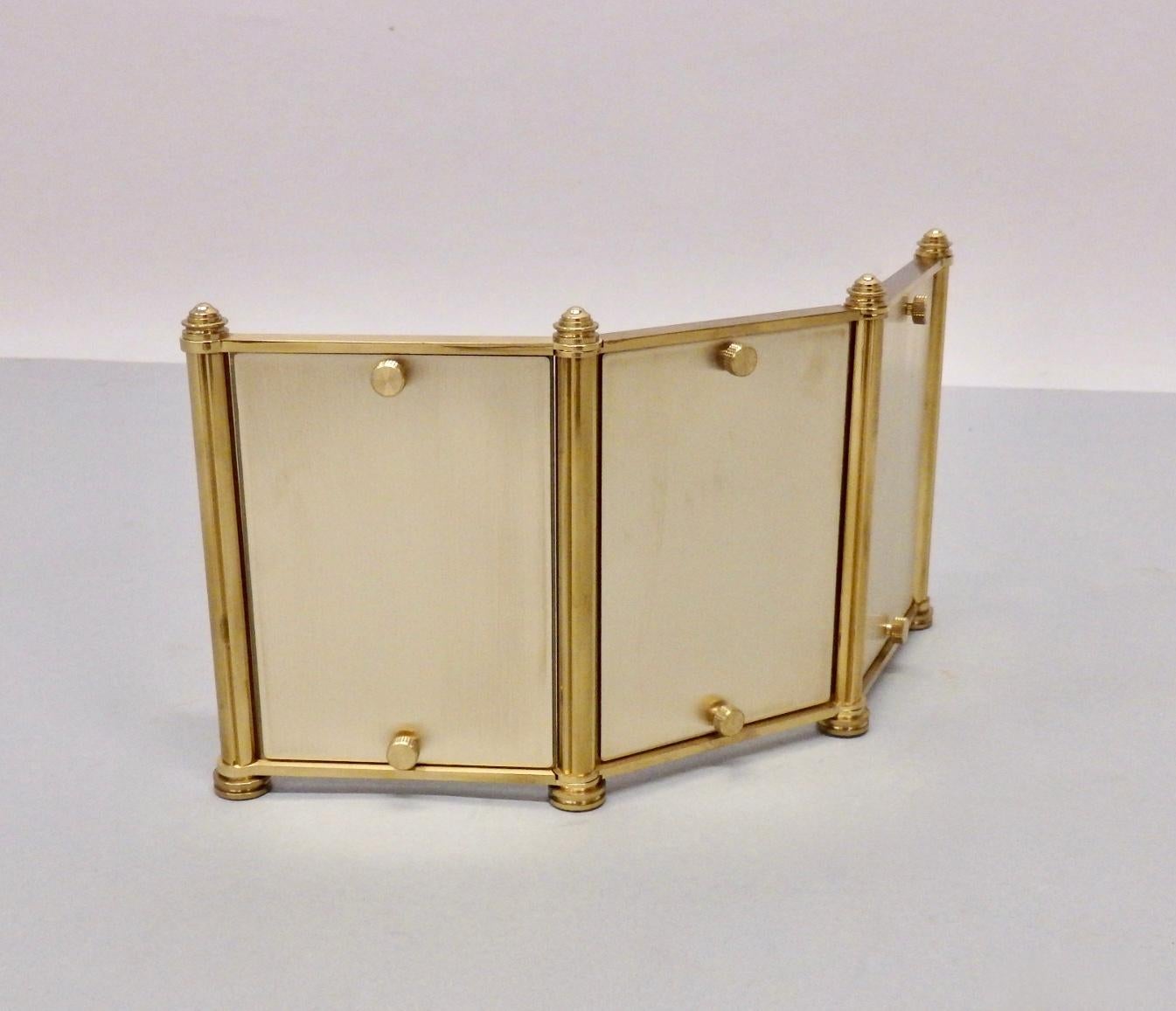 Brushed Swiss Made Machined Brass Desk Dresser Top Tri-Fold Picture Frames