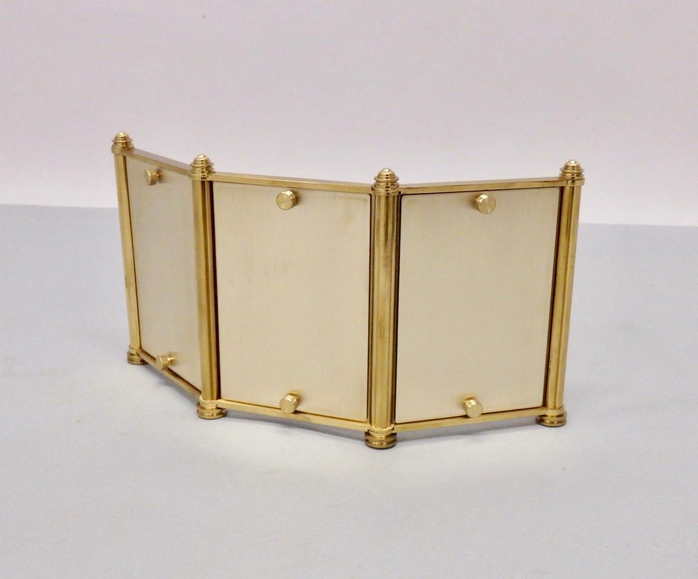 Swiss Made Machined Brass Desk Dresser Top Tri-Fold Picture Frames In Good Condition In Ferndale, MI