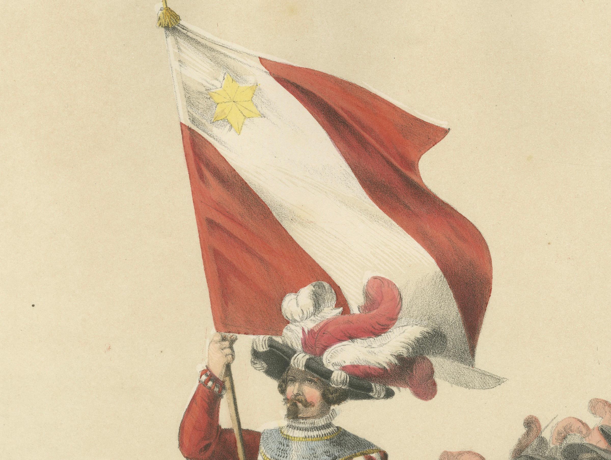 Mid-19th Century Swiss March of Honor – The Thun Militia in Ceremonial Splendor, 1855 For Sale