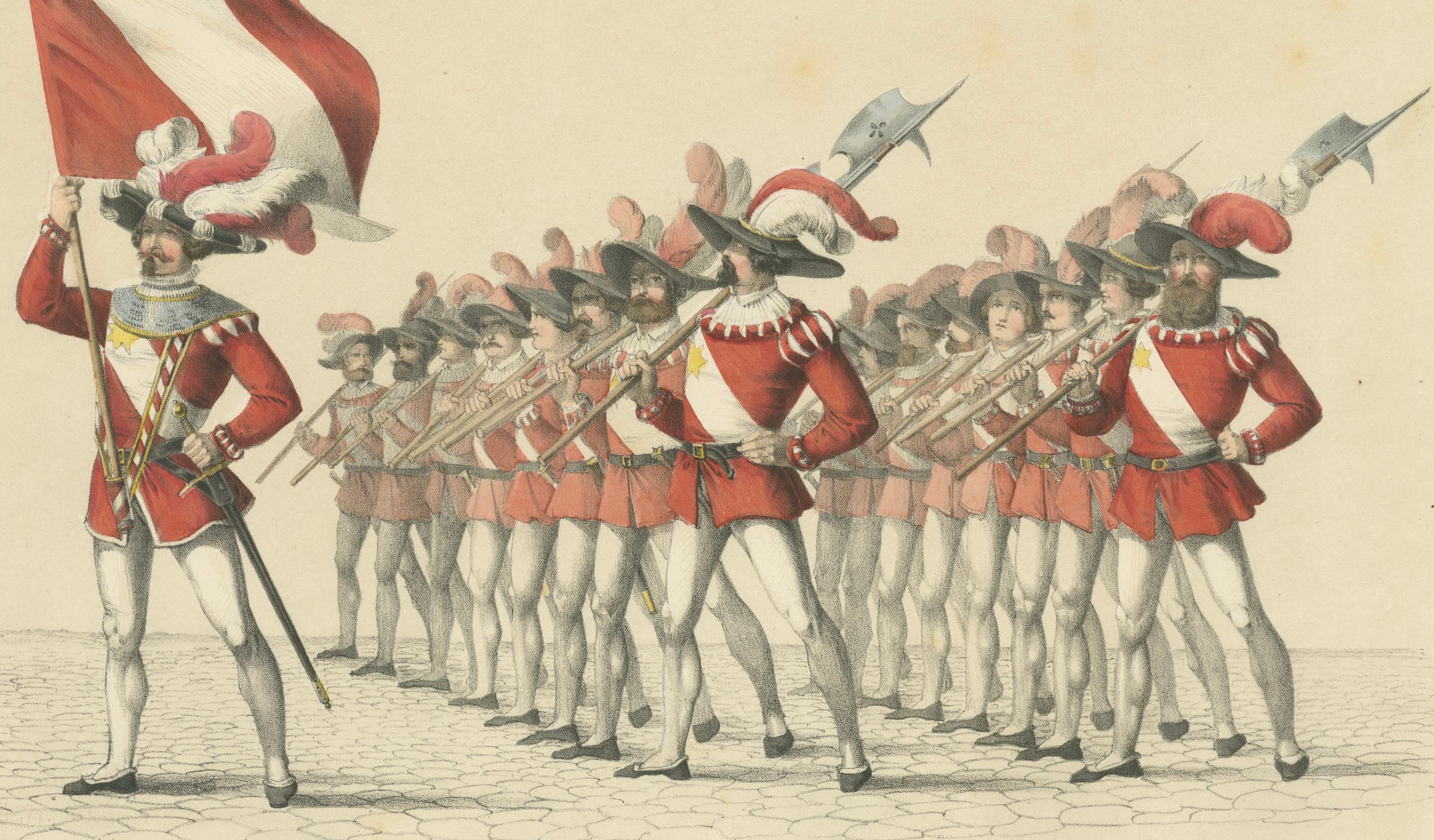 Paper Swiss March of Honor – The Thun Militia in Ceremonial Splendor, 1855 For Sale
