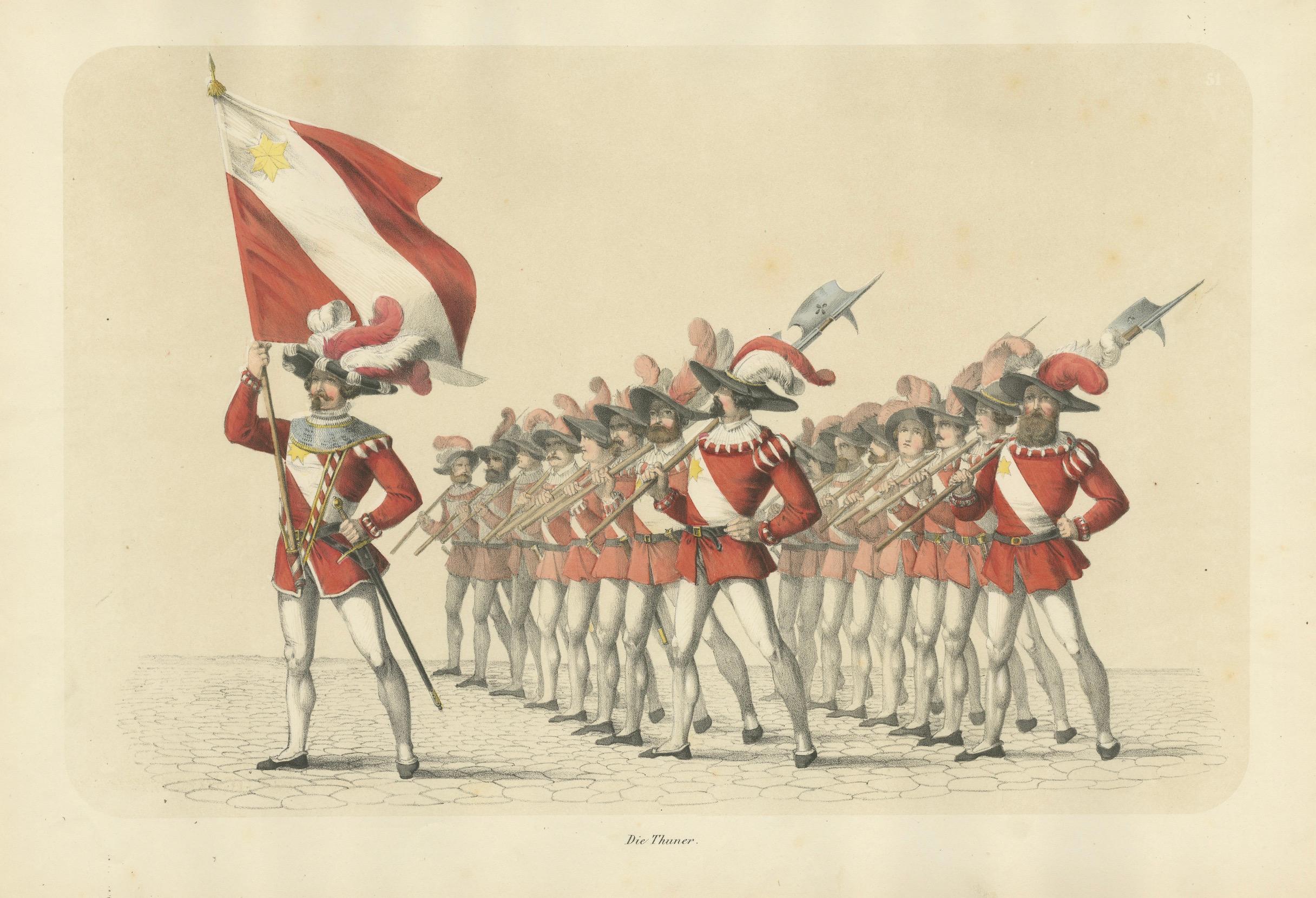 Swiss March of Honor – The Thun Militia in Ceremonial Splendor, 1855 For Sale 1