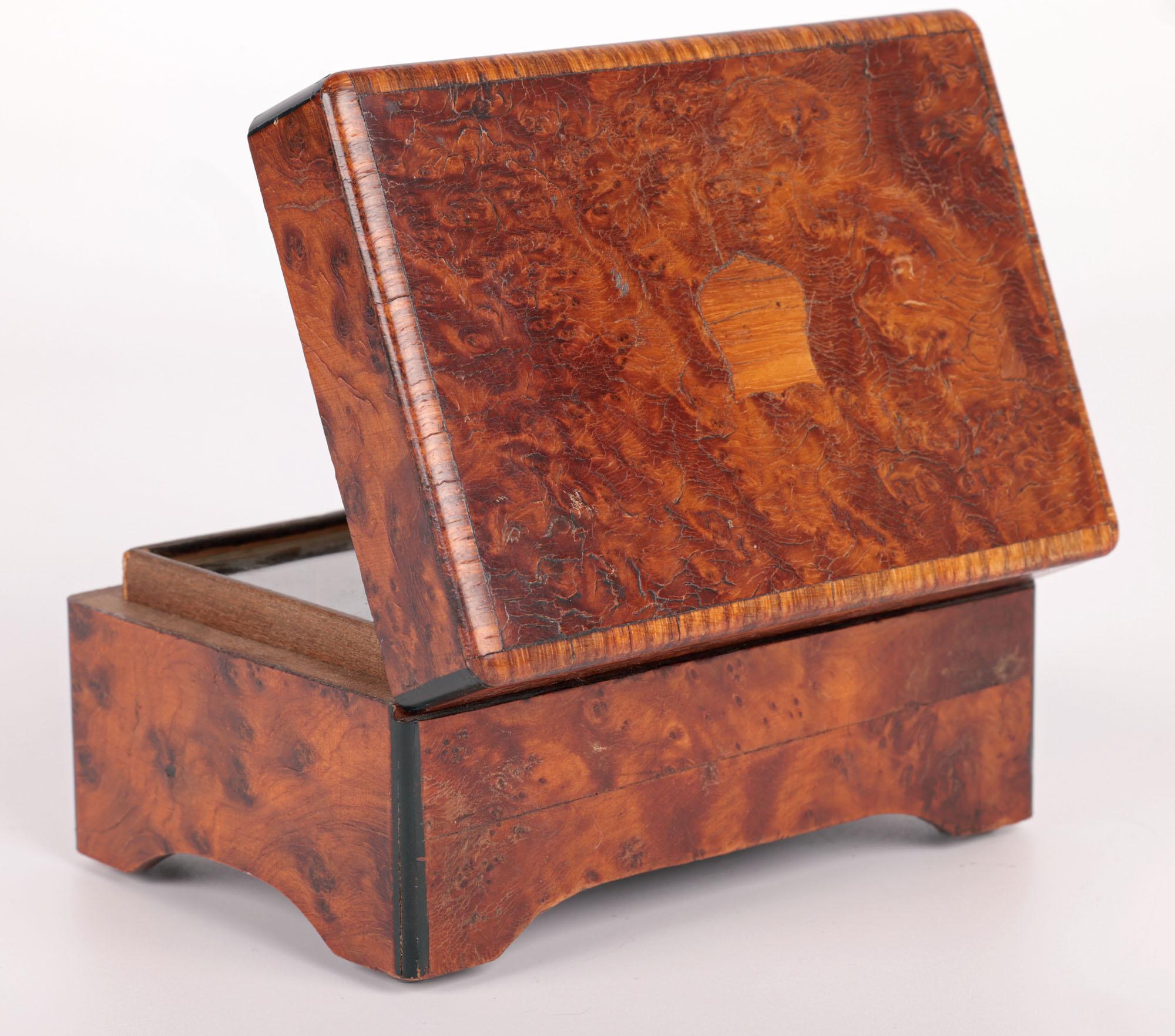 Swiss Mechanical Burr Walnut Music Box with 4 Airs 2
