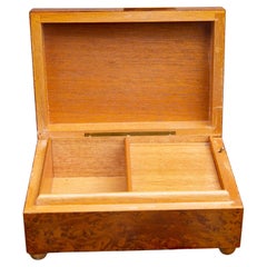 Swiss Mechanical Russian Olive Burl Wood Walnut Music and Trinket Box