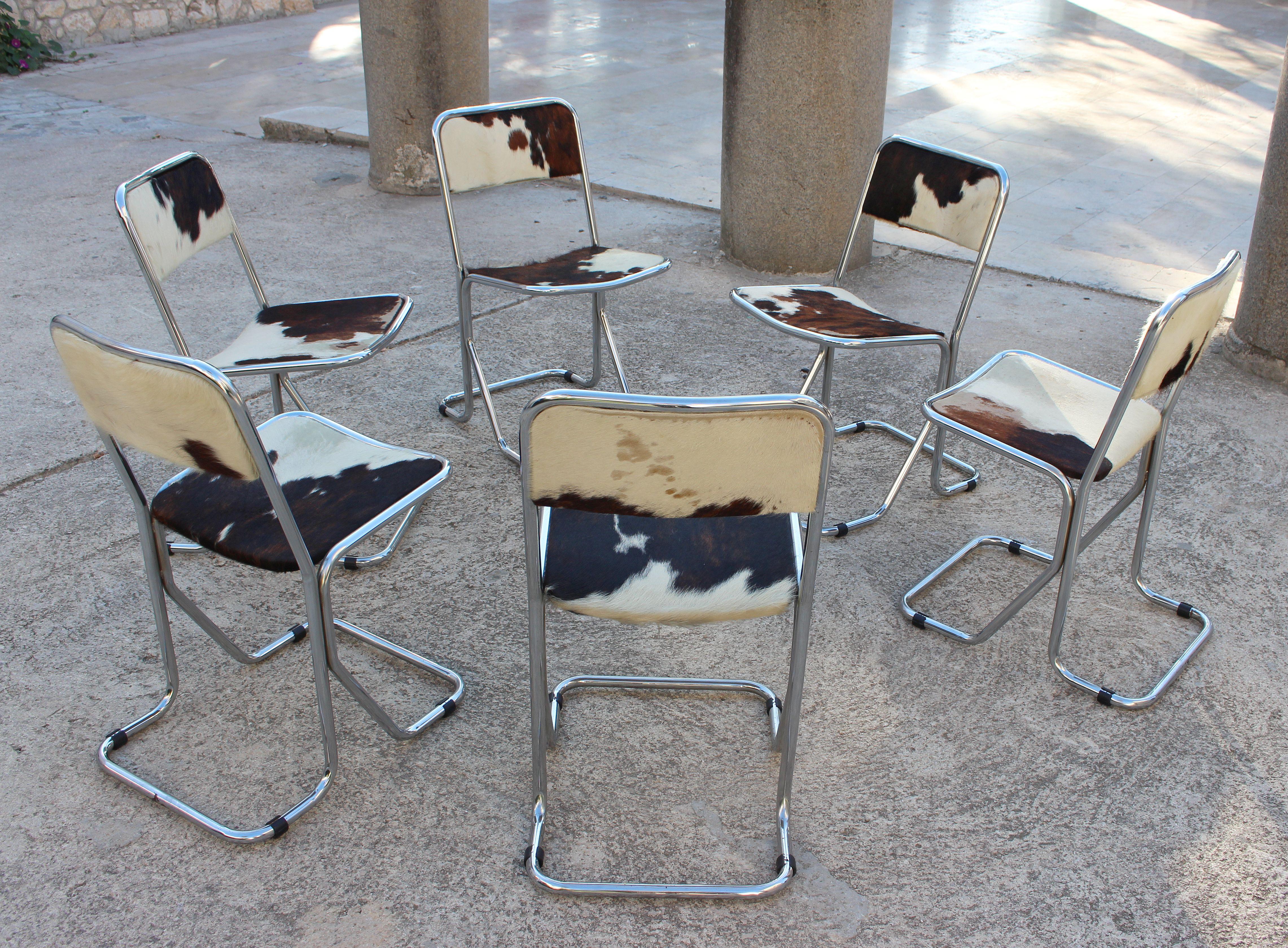 Swiss Mid-Century Modern Set of 6 Chairs In Good Condition For Sale In Los Angeles, CA