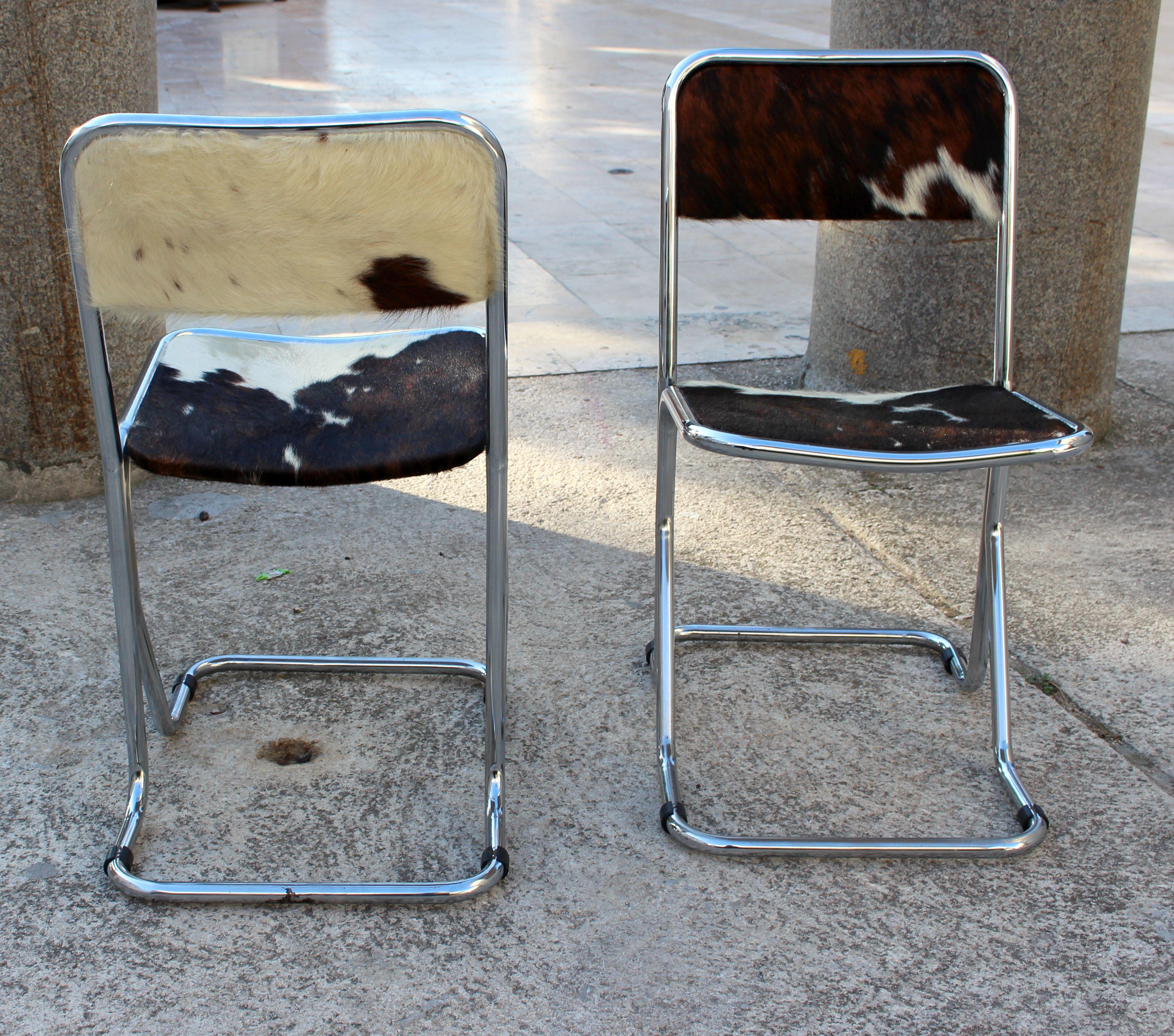 Chrome Swiss Mid-Century Modern Set of 6 Chairs For Sale