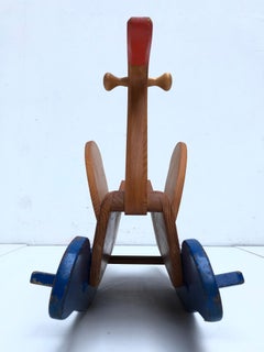 Swiss Mid-Century Modern Solid Pine Rocking Swan in the Style of Wisa Gloria