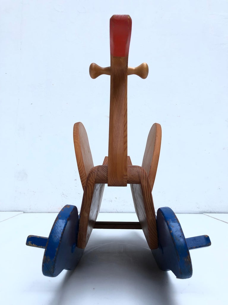 Swiss Mid-Century Modern Solid Pine Rocking Swan in the Style of Wisa ...