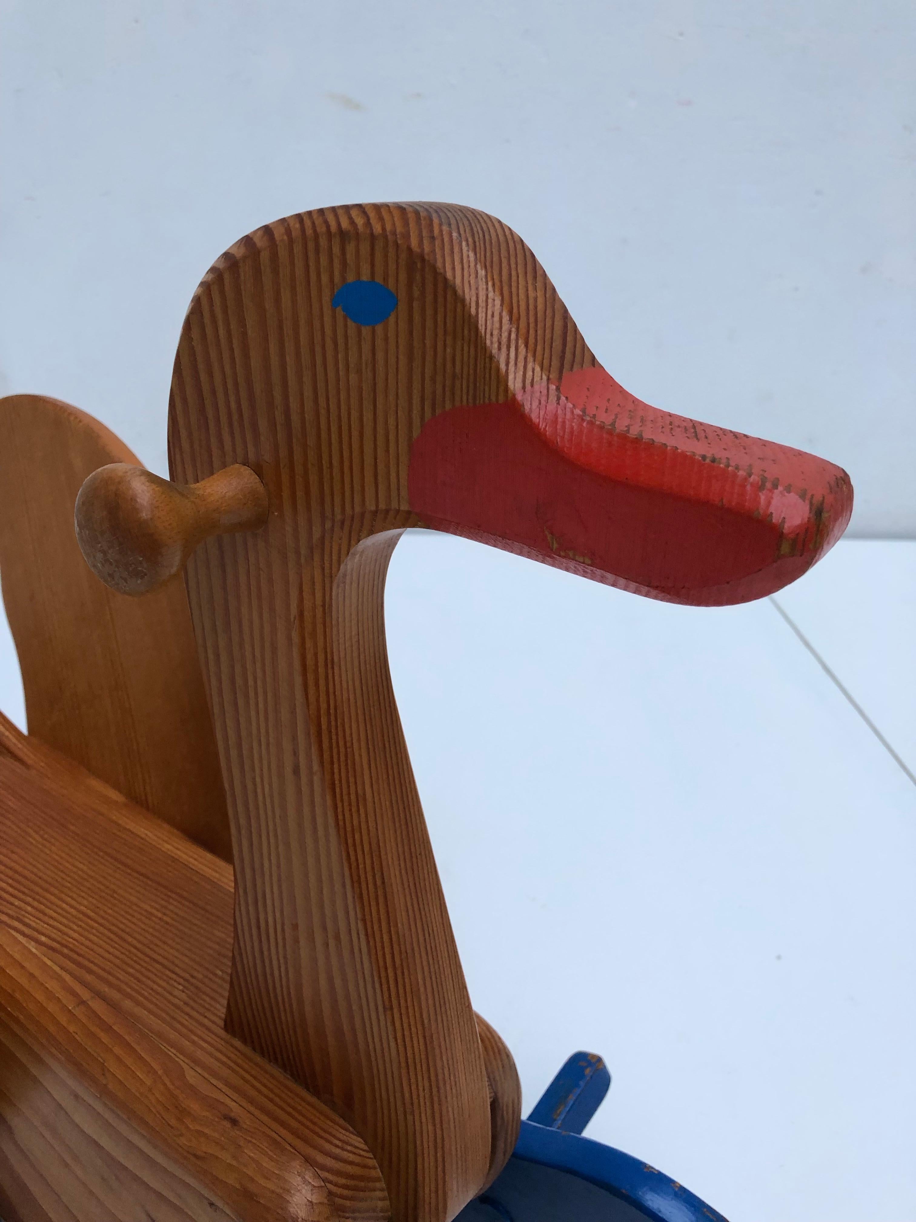 Mid-20th Century Swiss Mid-Century Modern Solid Pine Rocking Swan in the Style of Wisa Gloria For Sale