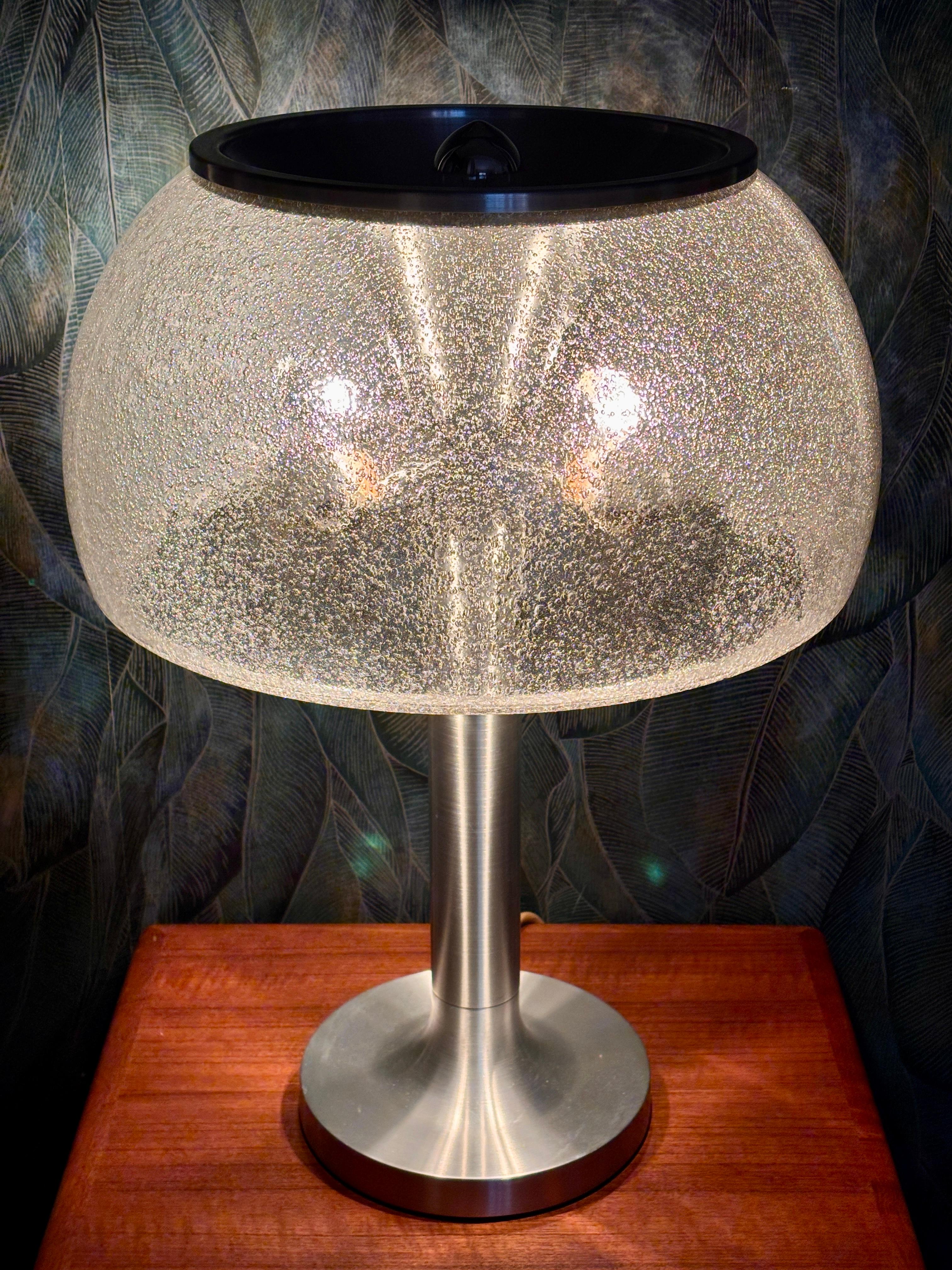 Murano Glass Swiss Mid-Century Space Age Mushroom Type 60 Table Lamp by Temde, 1960s For Sale