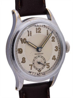 Swiss stainless steel Military Style Incabloc wristwatch, circa 1940s