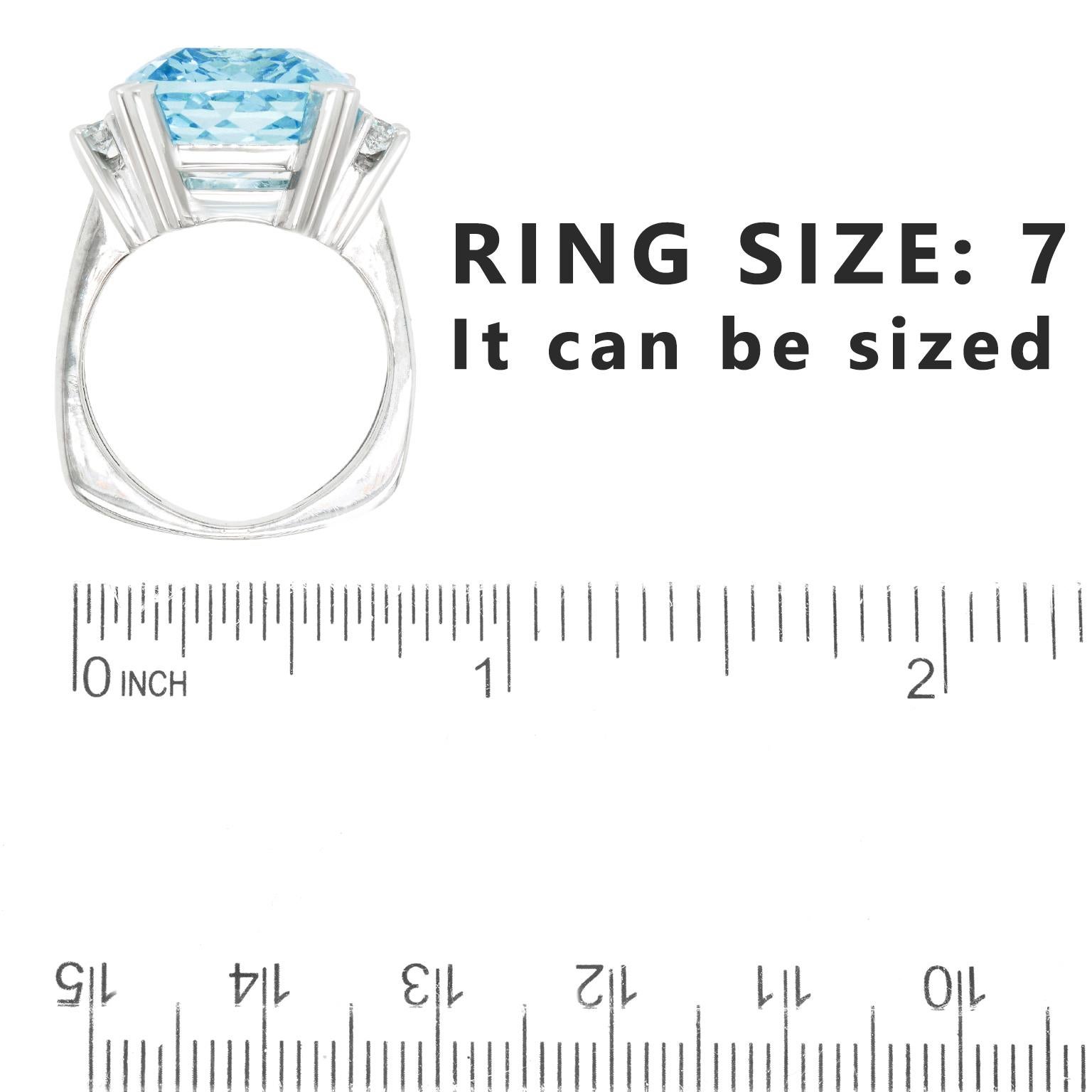 Swiss Modern 11 Carat Aquamarine Ring In Excellent Condition For Sale In Litchfield, CT