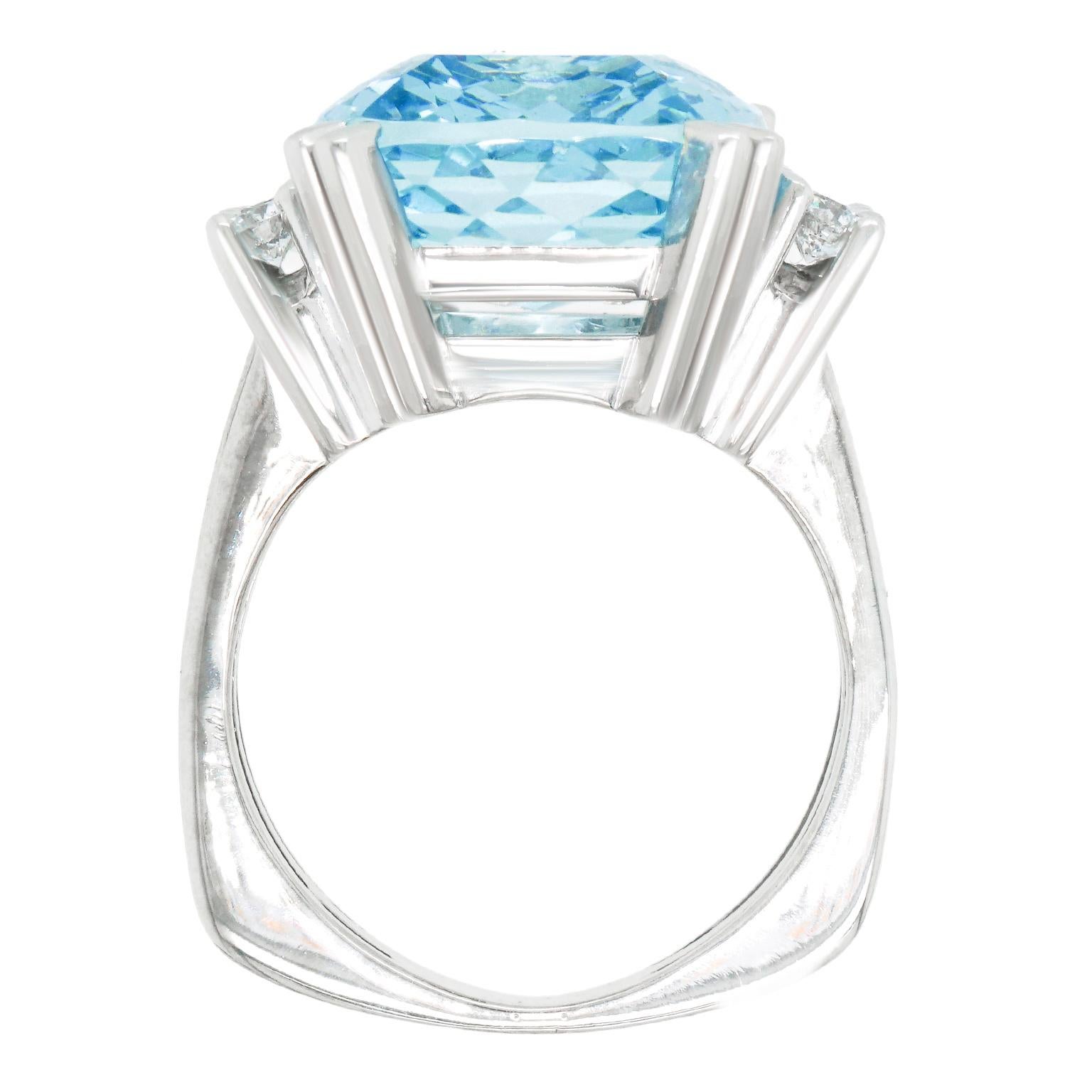 Swiss Modern 11 Carat Aquamarine Ring For Sale 2
