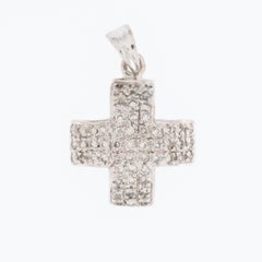 Swiss Modern 18kt White Gold Cross with Diamonds