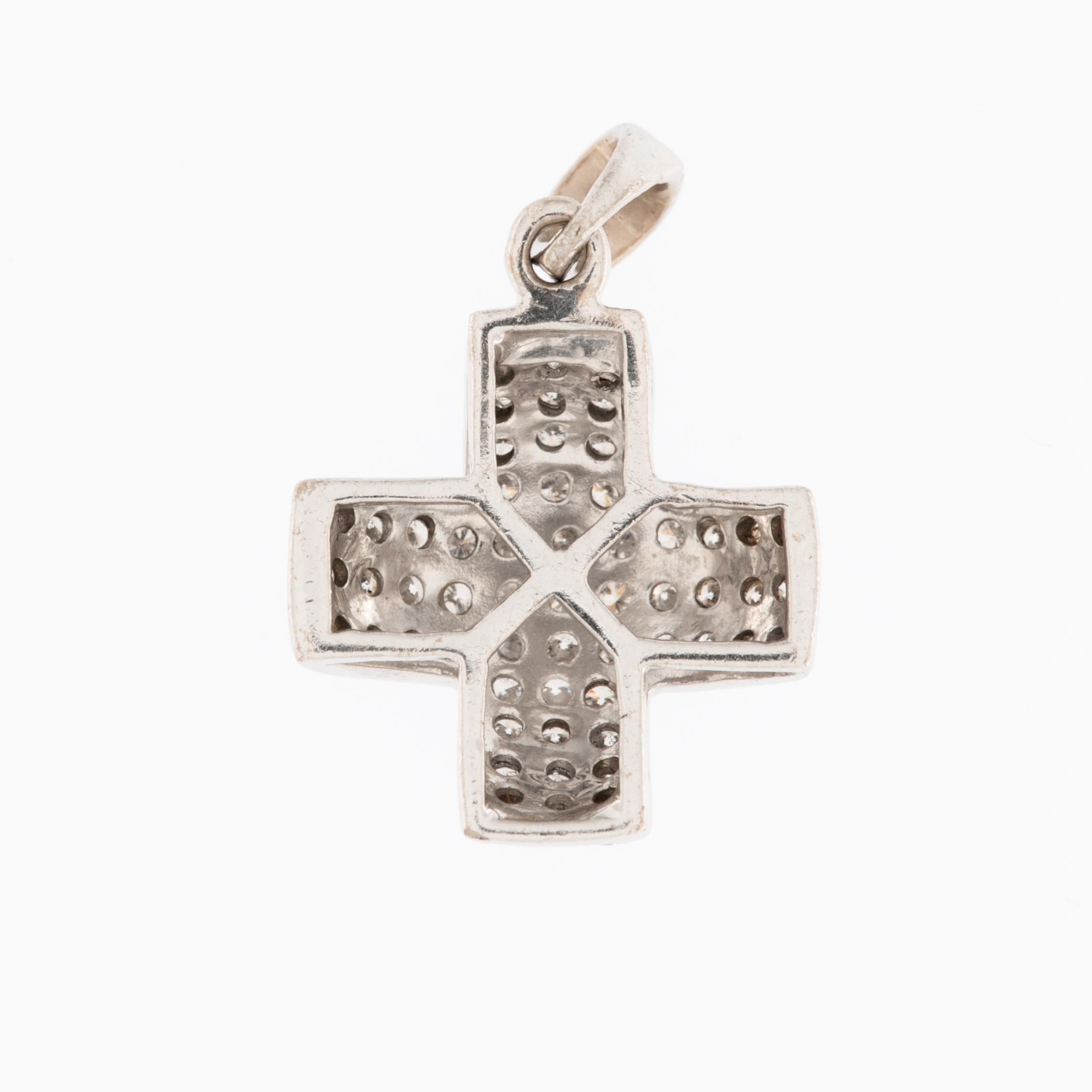 Brilliant Cut Swiss Modern 18kt White Gold Cross with Diamonds  For Sale