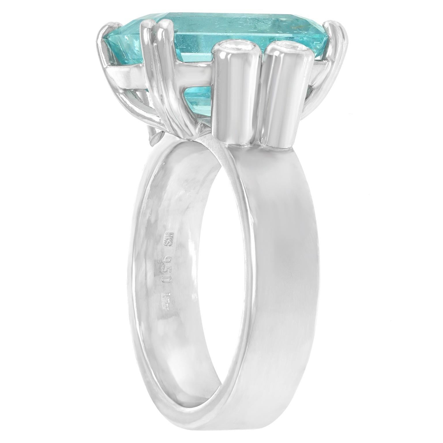 Modernist Swiss Modern 8.0ct Aquamarine and Diamond Ring by Killer For Sale